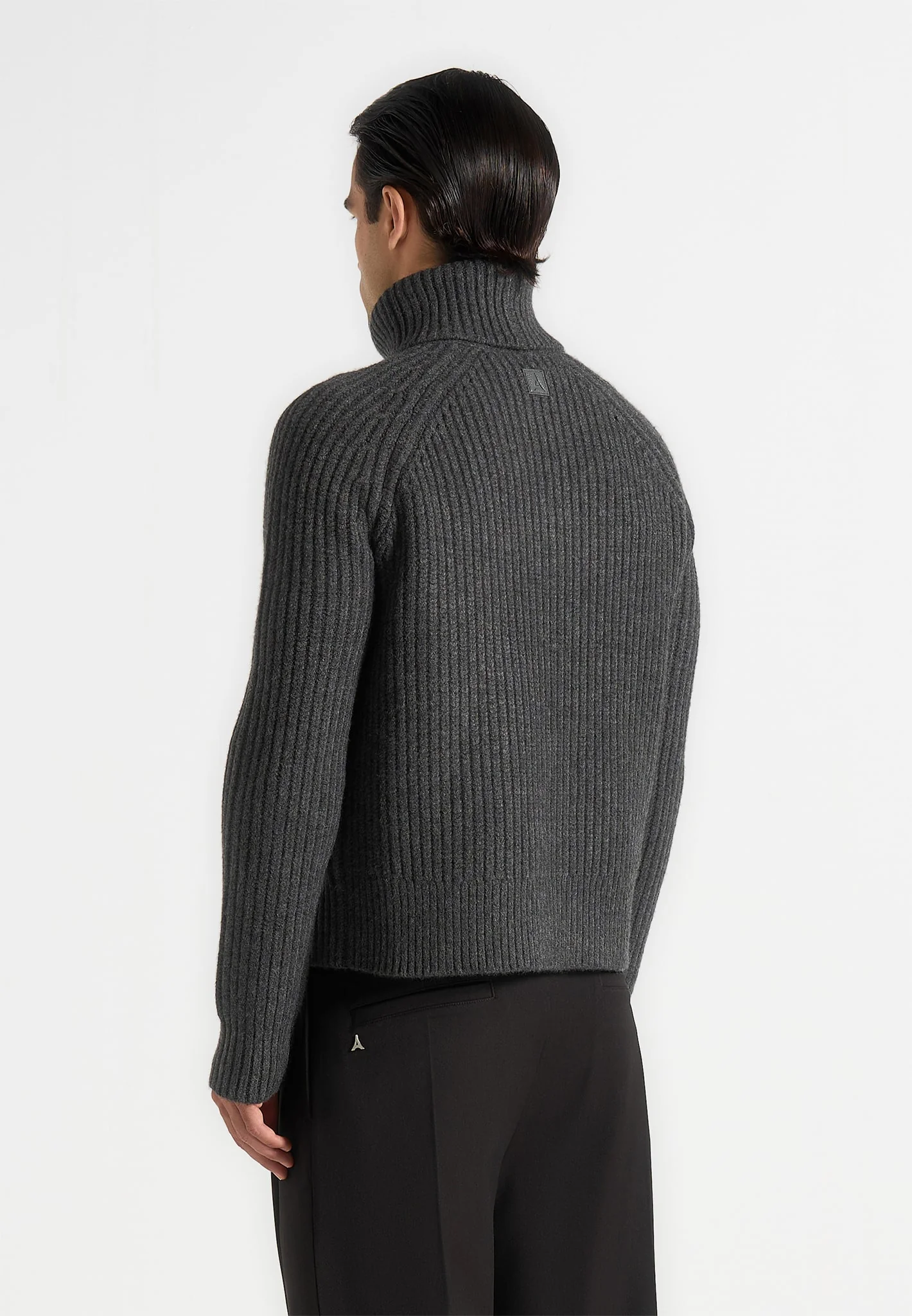 Rudy - Roll Neck Chunky Knit Jumper - Grey - Image 4