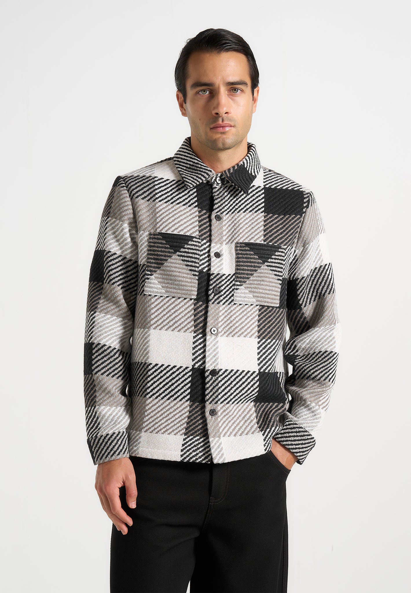 Rune - Unisex Check Overshirt - Black - Image 3