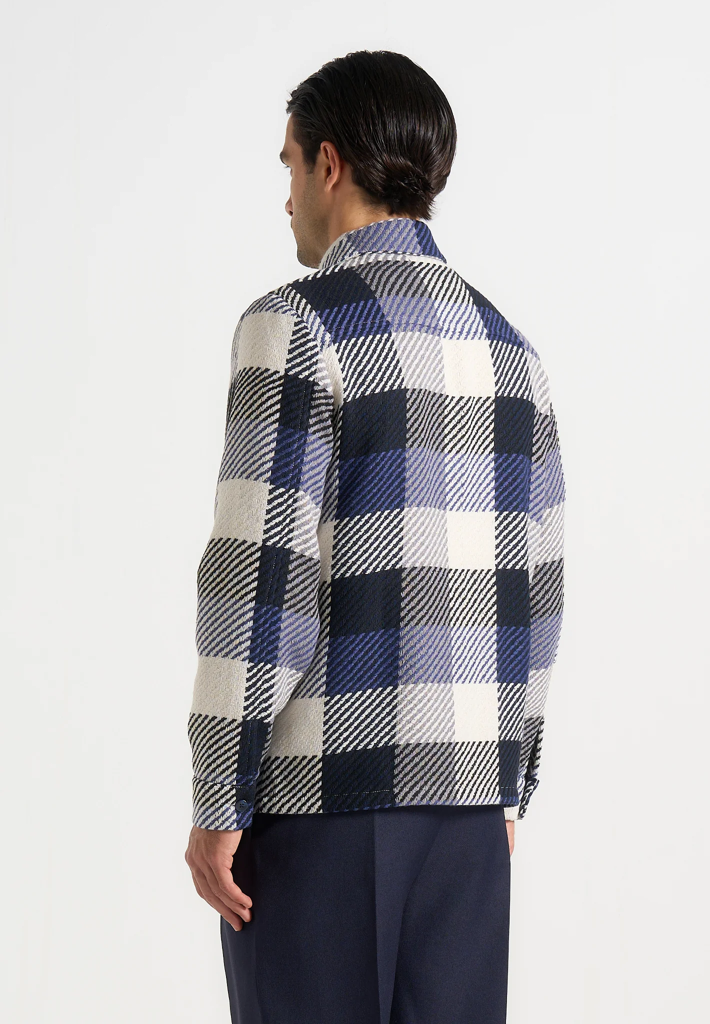 Rune - Unisex Check Overshirt - Navy - Image 5