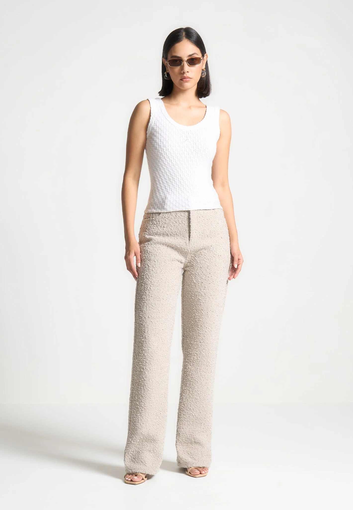 Sara - Boucle Straight Leg Jeans - Beige - Image 3