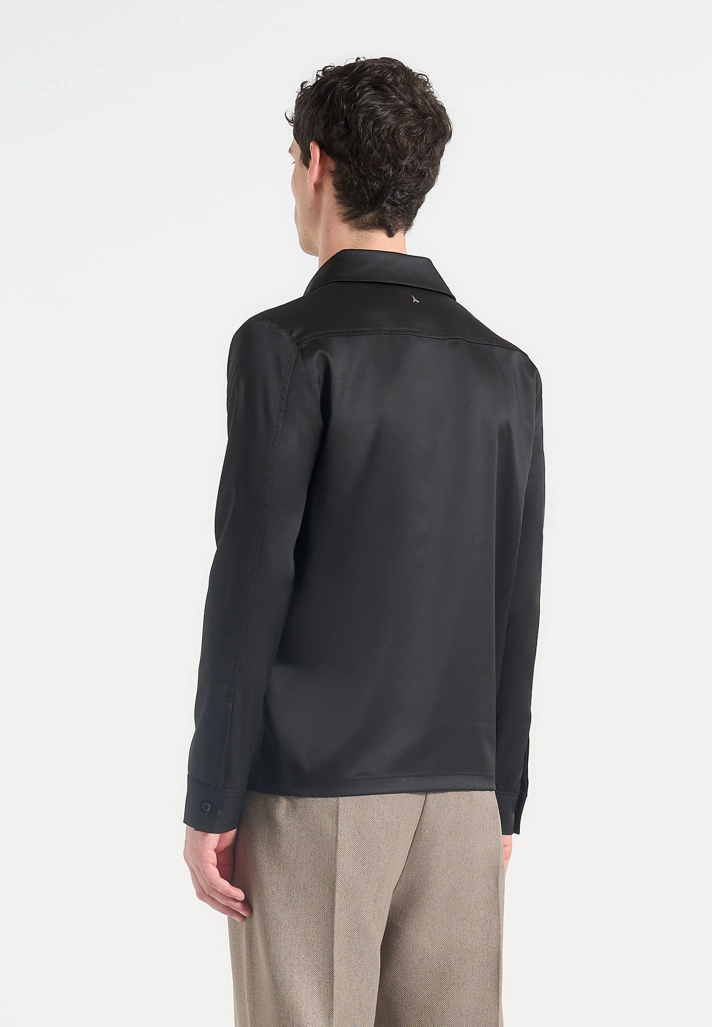 Alban - Satin Double Breasted Shirt - Black - Image 3