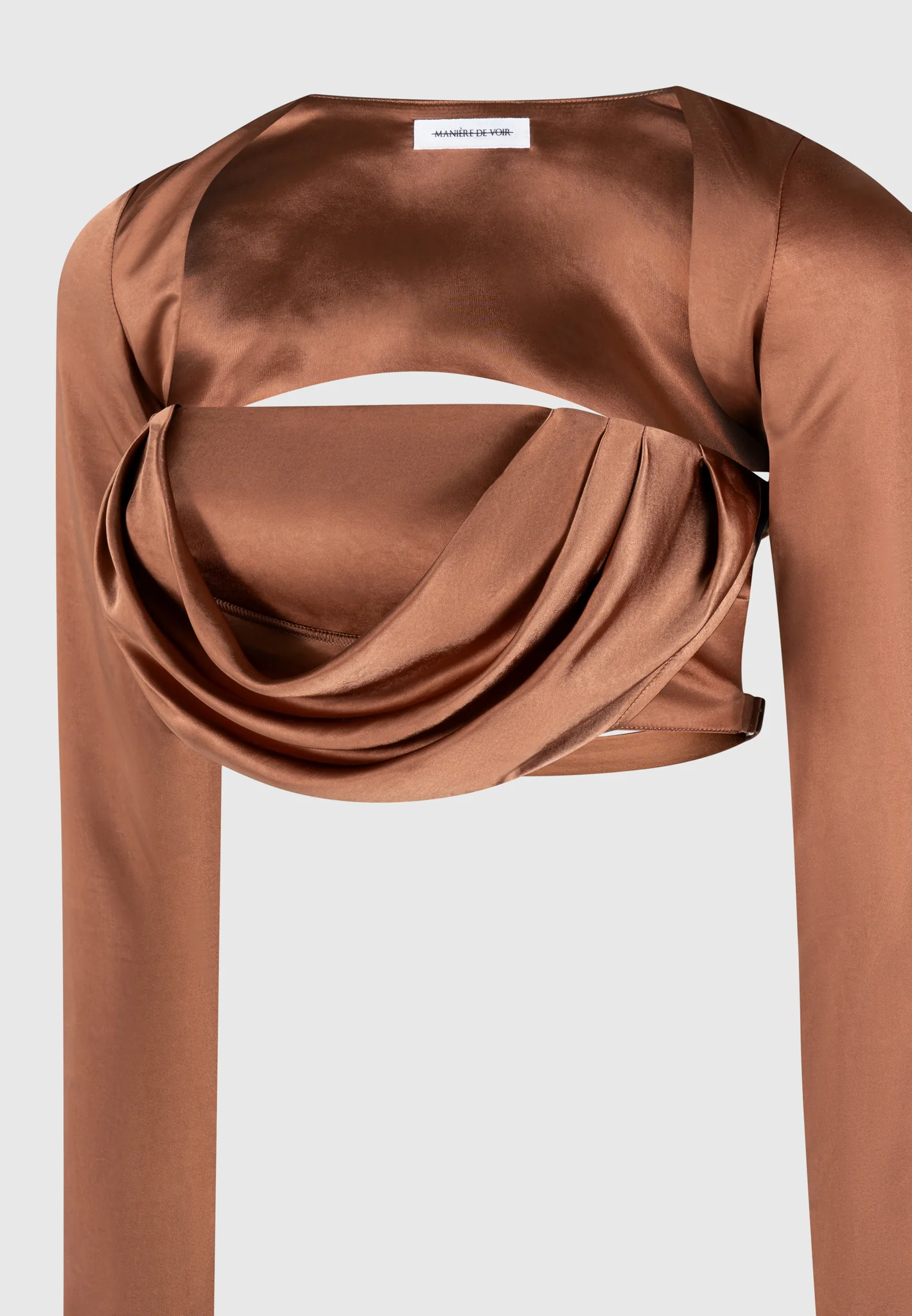Satin Drape Bandeau Bolero Top - Bronze - Image 6