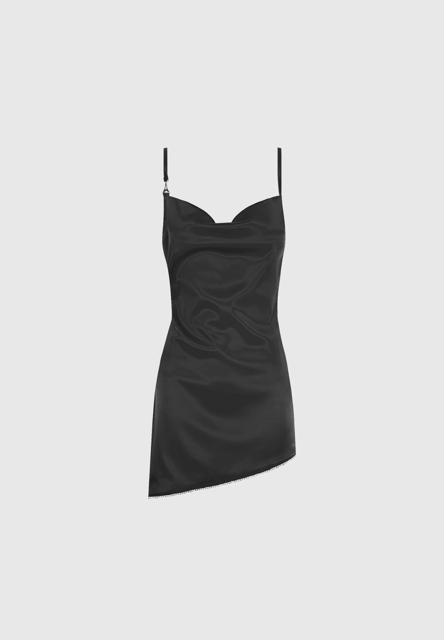 Satin Embellished Open Back Mini Dress - Black - Image 4