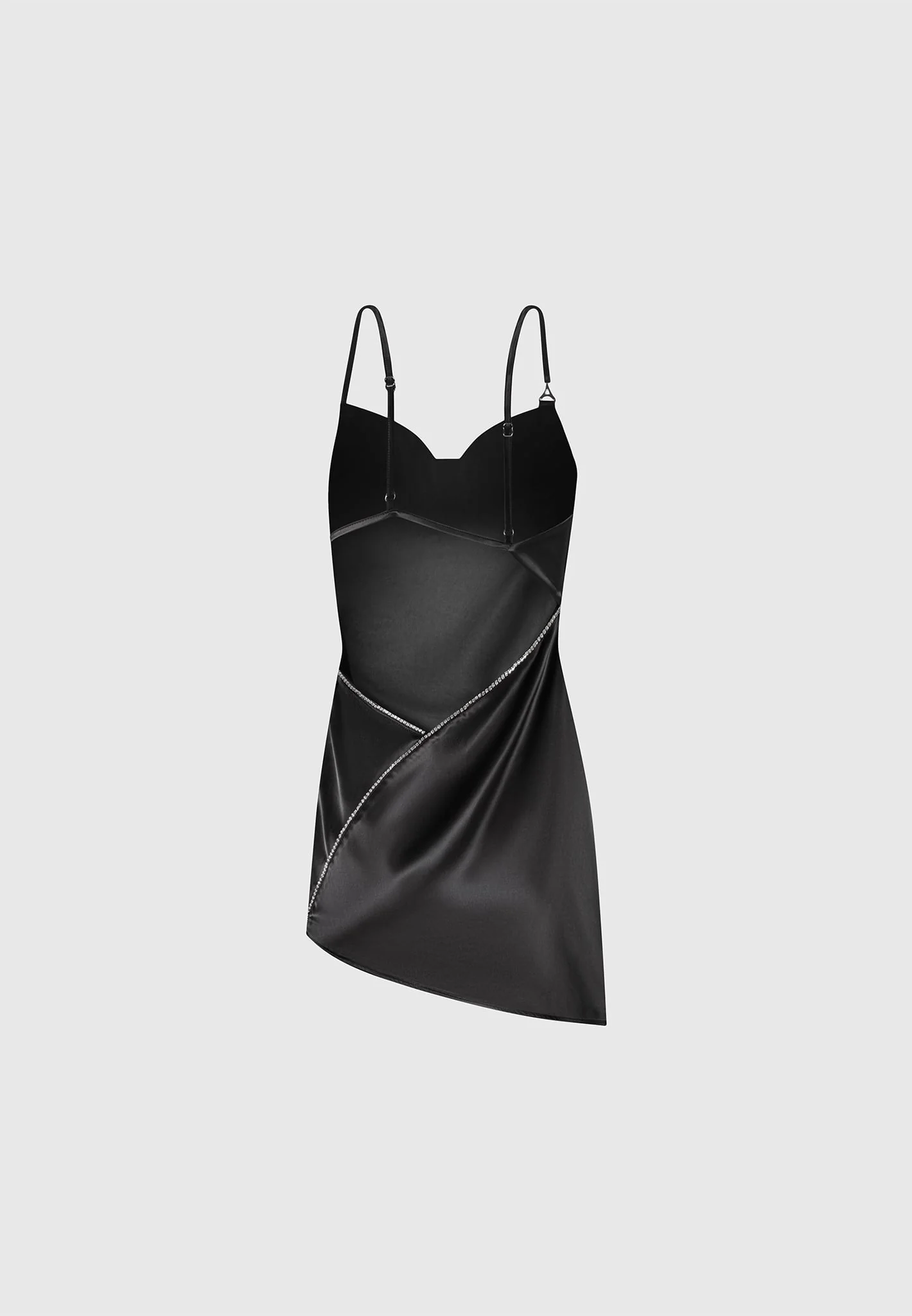 Satin Embellished Open Back Mini Dress - Black - Image 7