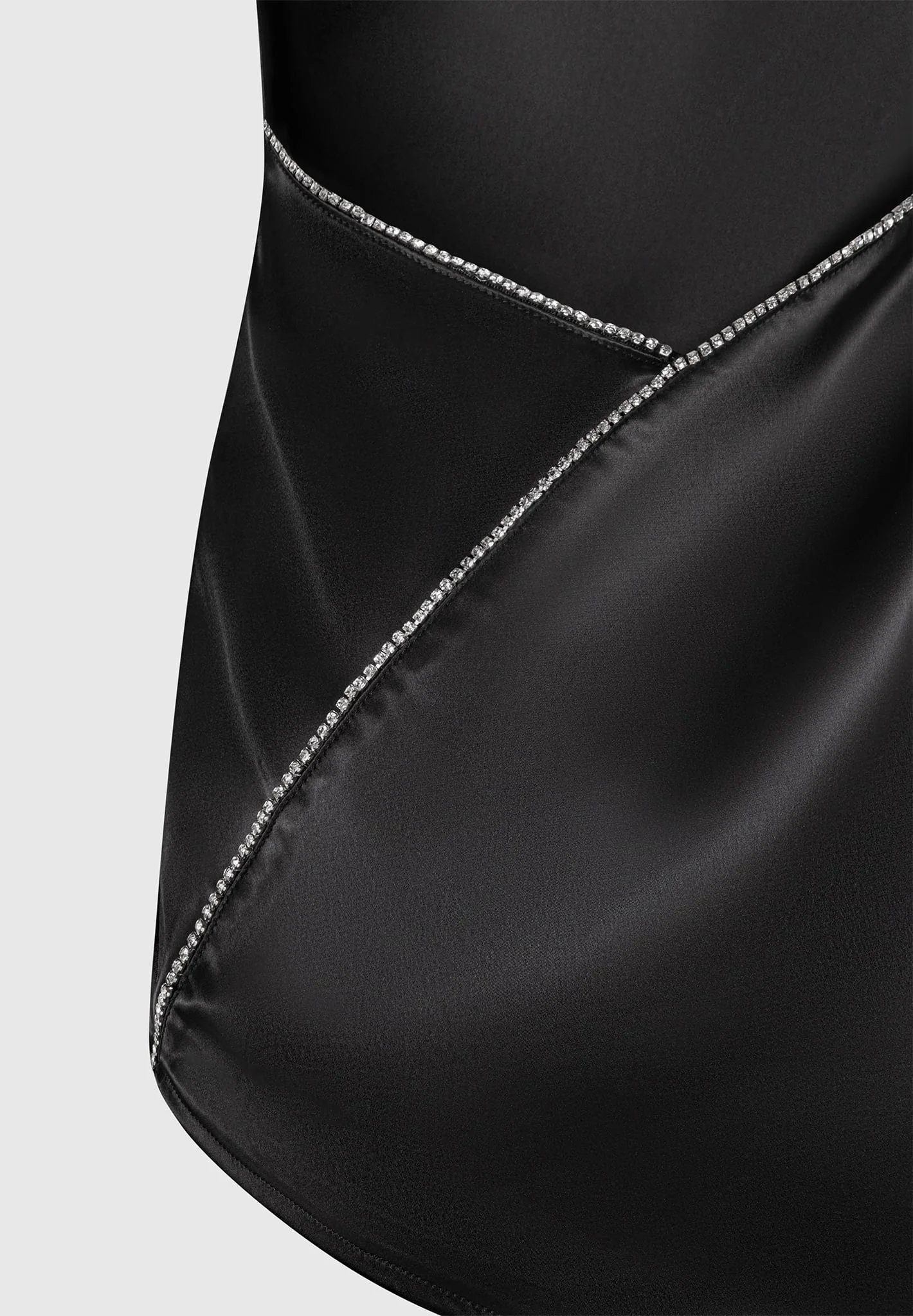 Satin Embellished Open Back Mini Dress - Black - Image 8