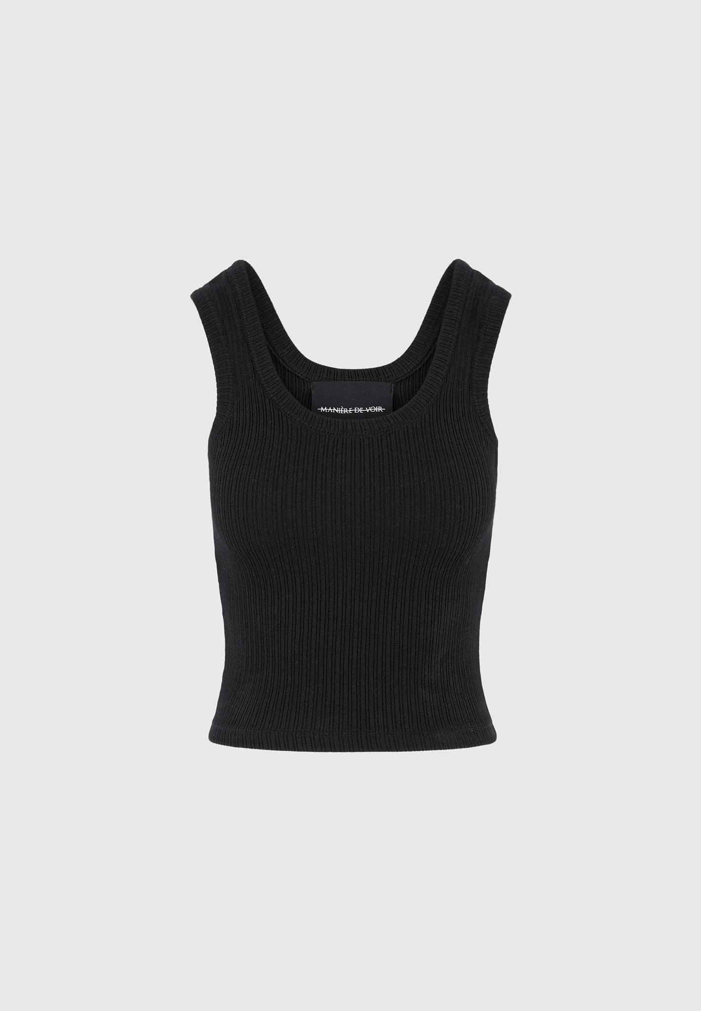 Liane - Scoop Neck Ribbed Vest - Black - Image 5
