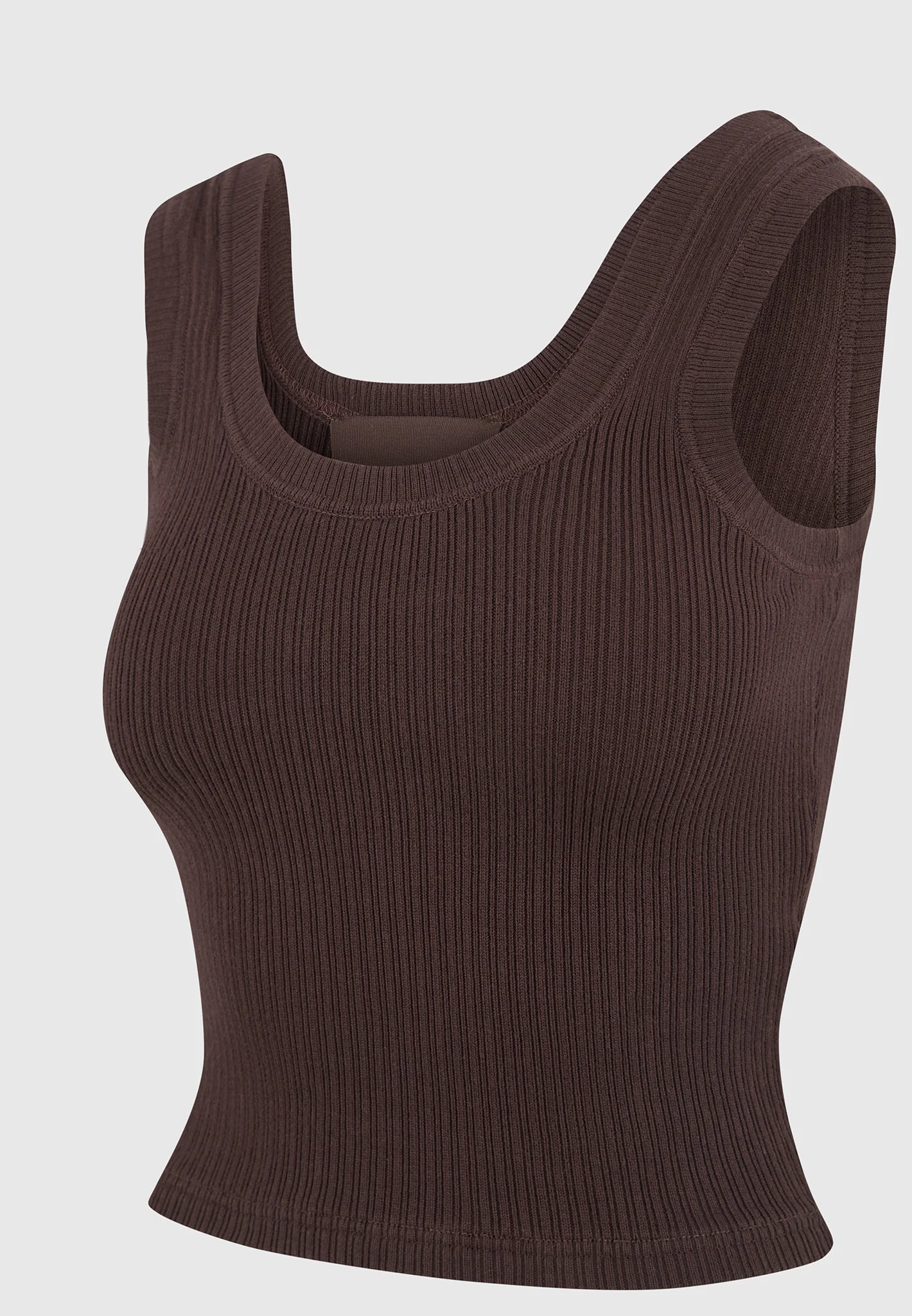 Liane - Scoop Neck Ribbed Vest - Brown - Image 6