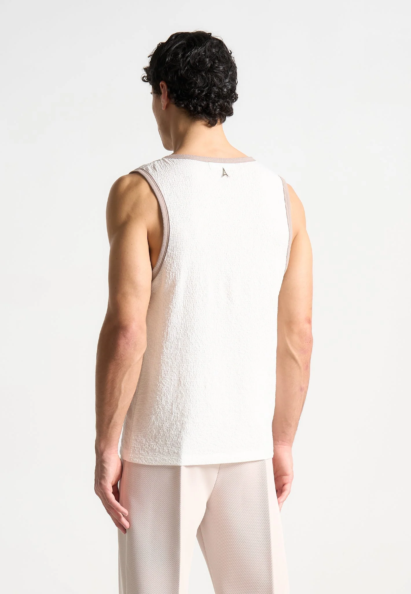 Seersucker Vest - White/Beige - Image 4