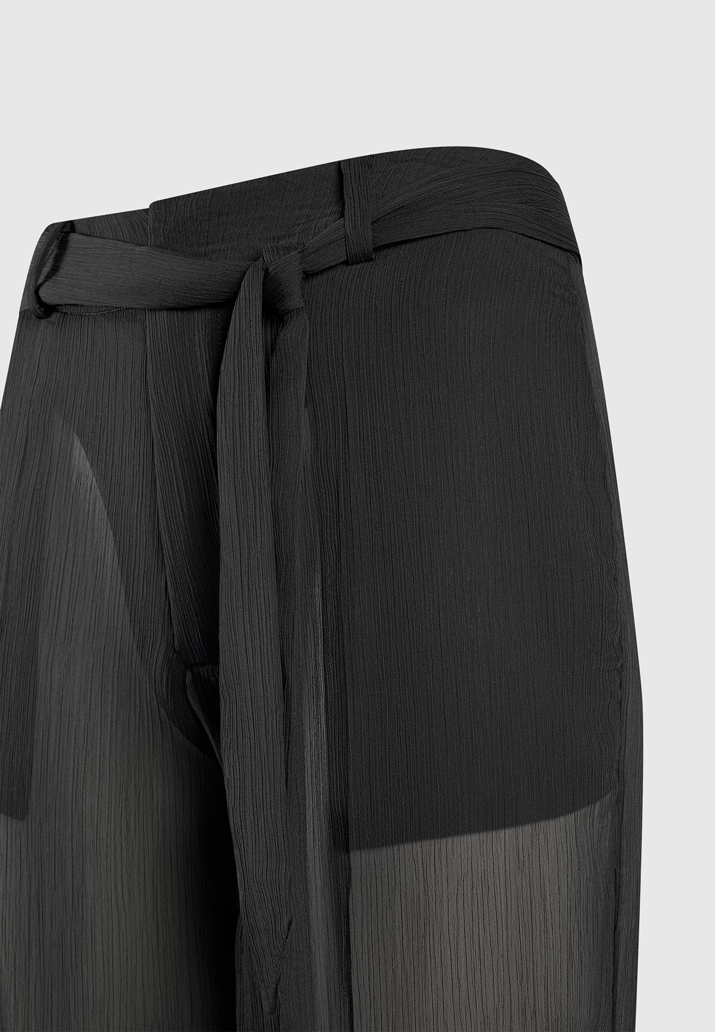 Sheer Trousers with Belt - Black - Image 7