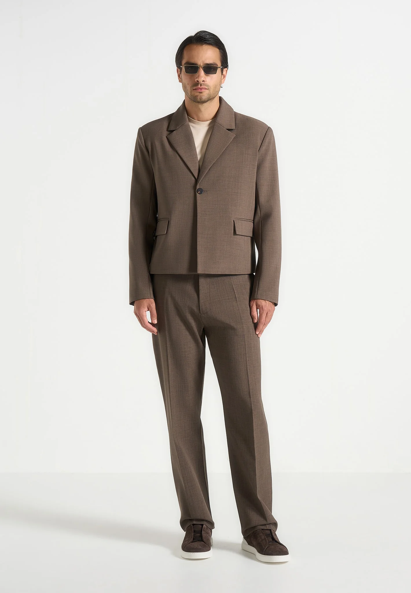 Silas - Tailored Cropped Blazer - Taupe - Image 2