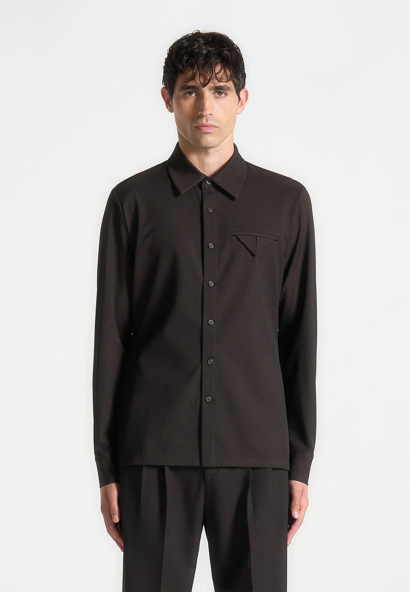 Tom - Slim Fit Tailored Stretch Dress Shirt - Brown - Image 4