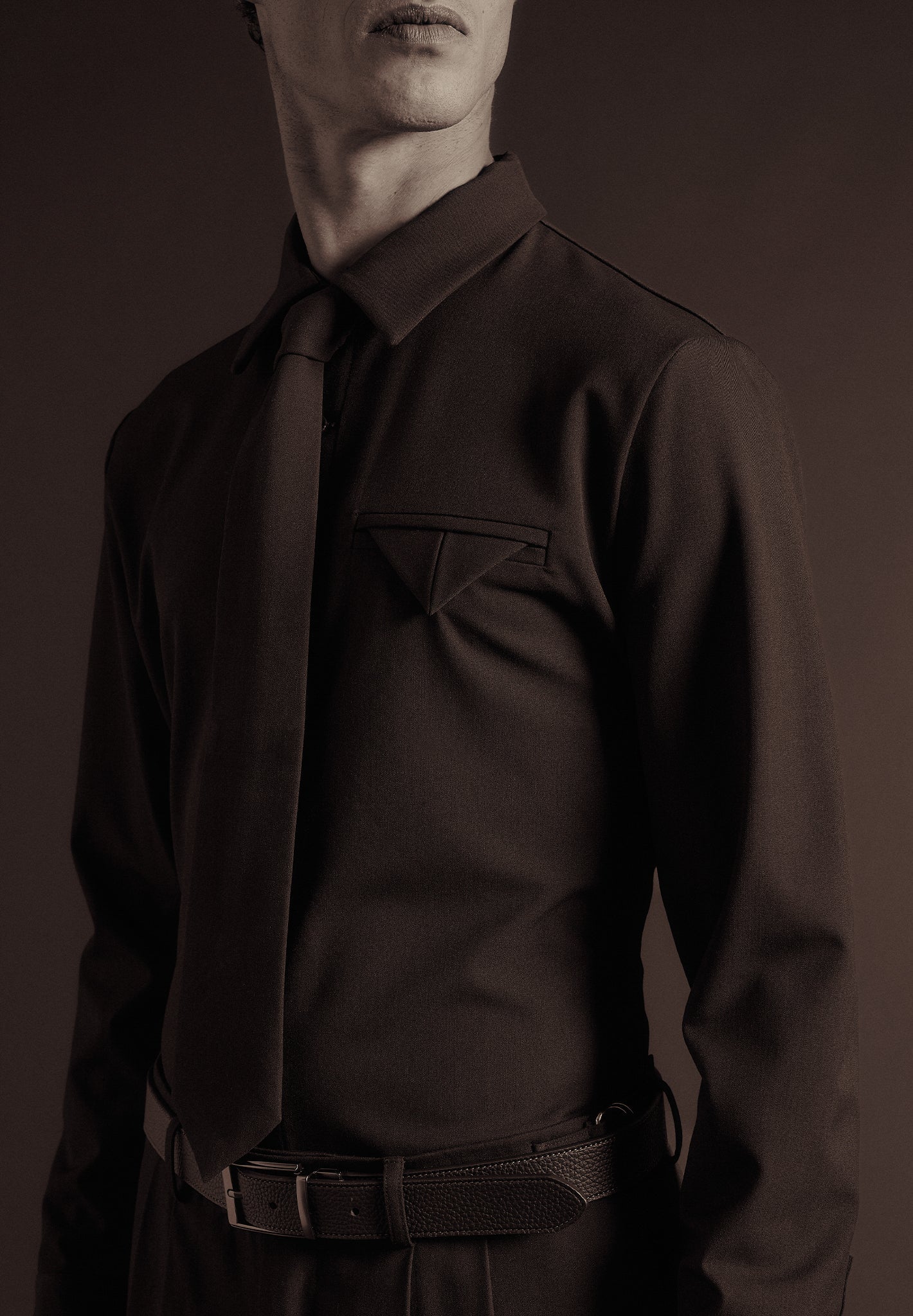 Tom - Slim Fit Tailored Stretch Dress Shirt - Brown - Image 7