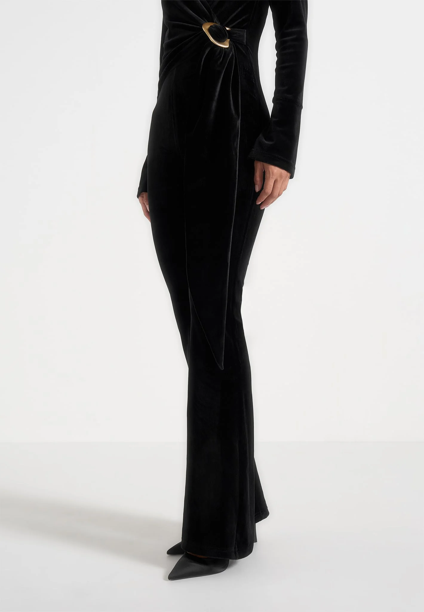 Solel - Velour Wrap Jumpsuit - Black - Image 3