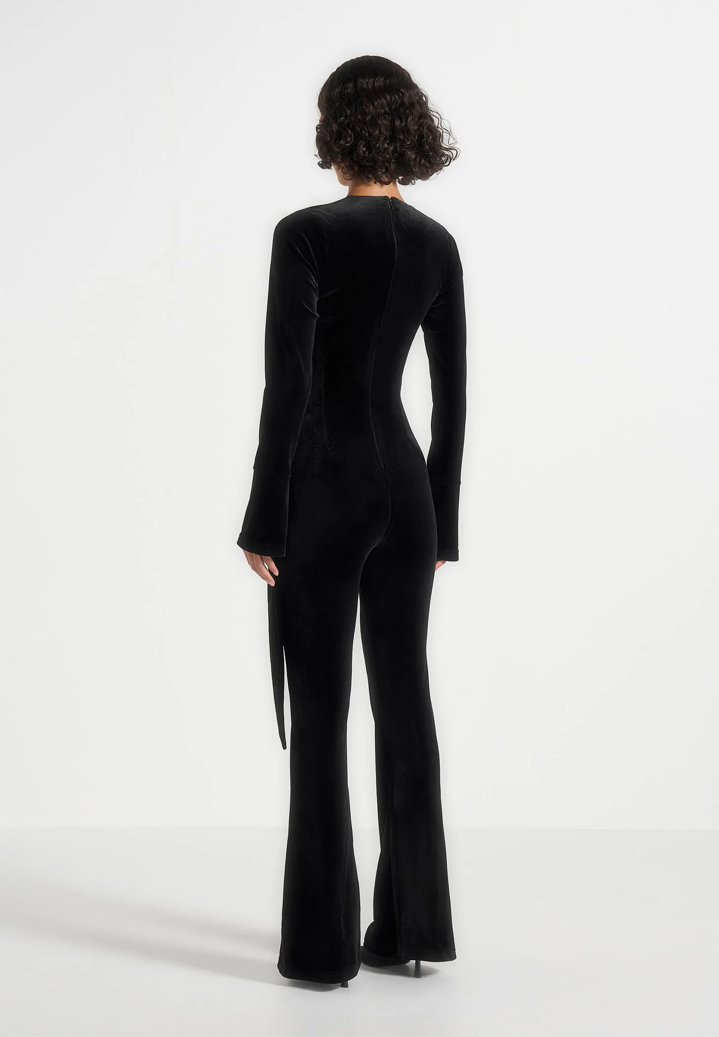 Solel - Velour Wrap Jumpsuit - Black - Image 4