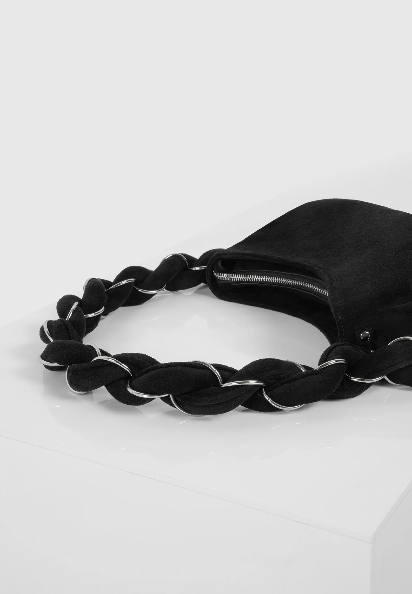 Somme - Suede Handbag - Black/Silver - Image 5