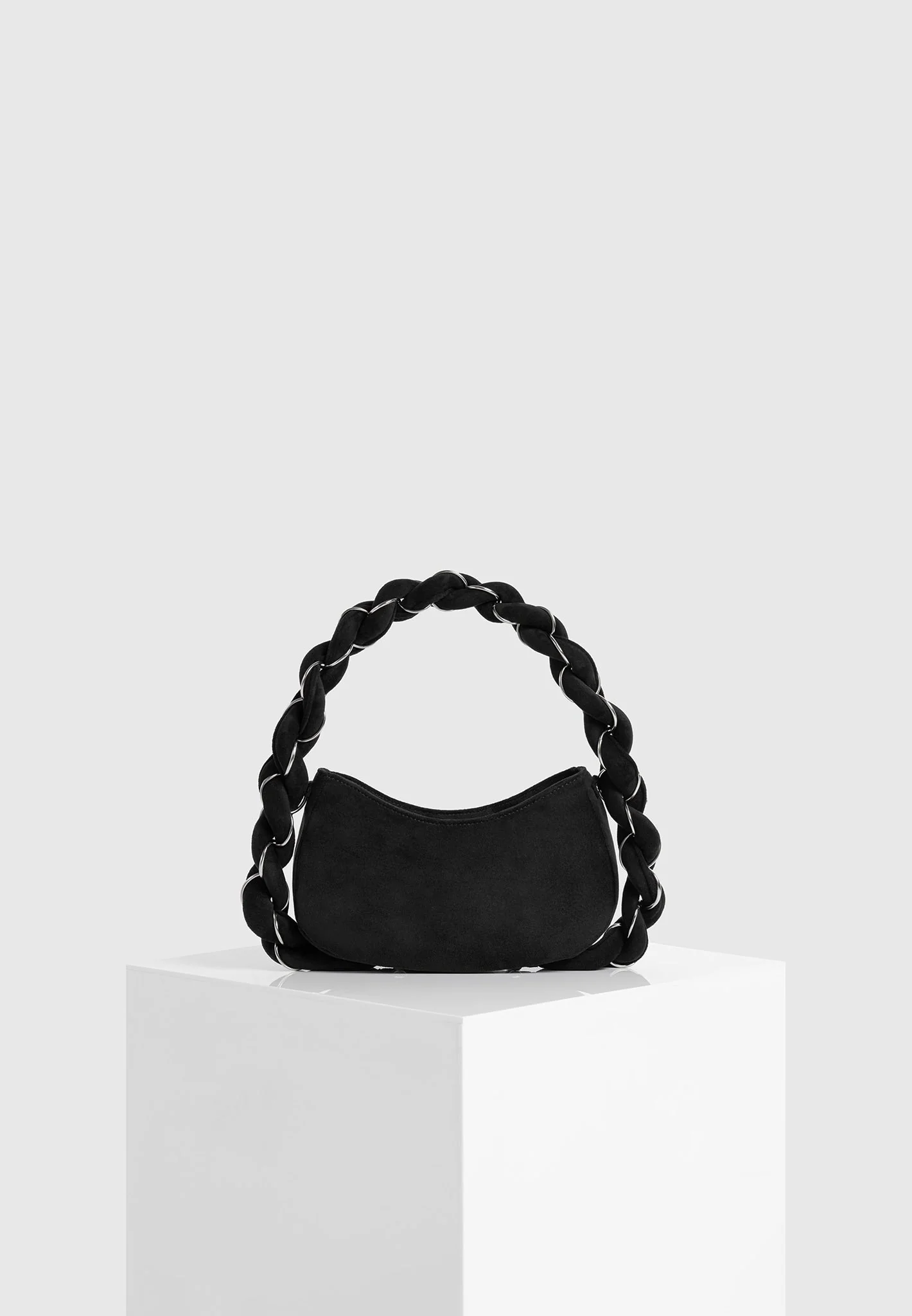 Somme - Suede Handbag - Black/Silver - Image 6