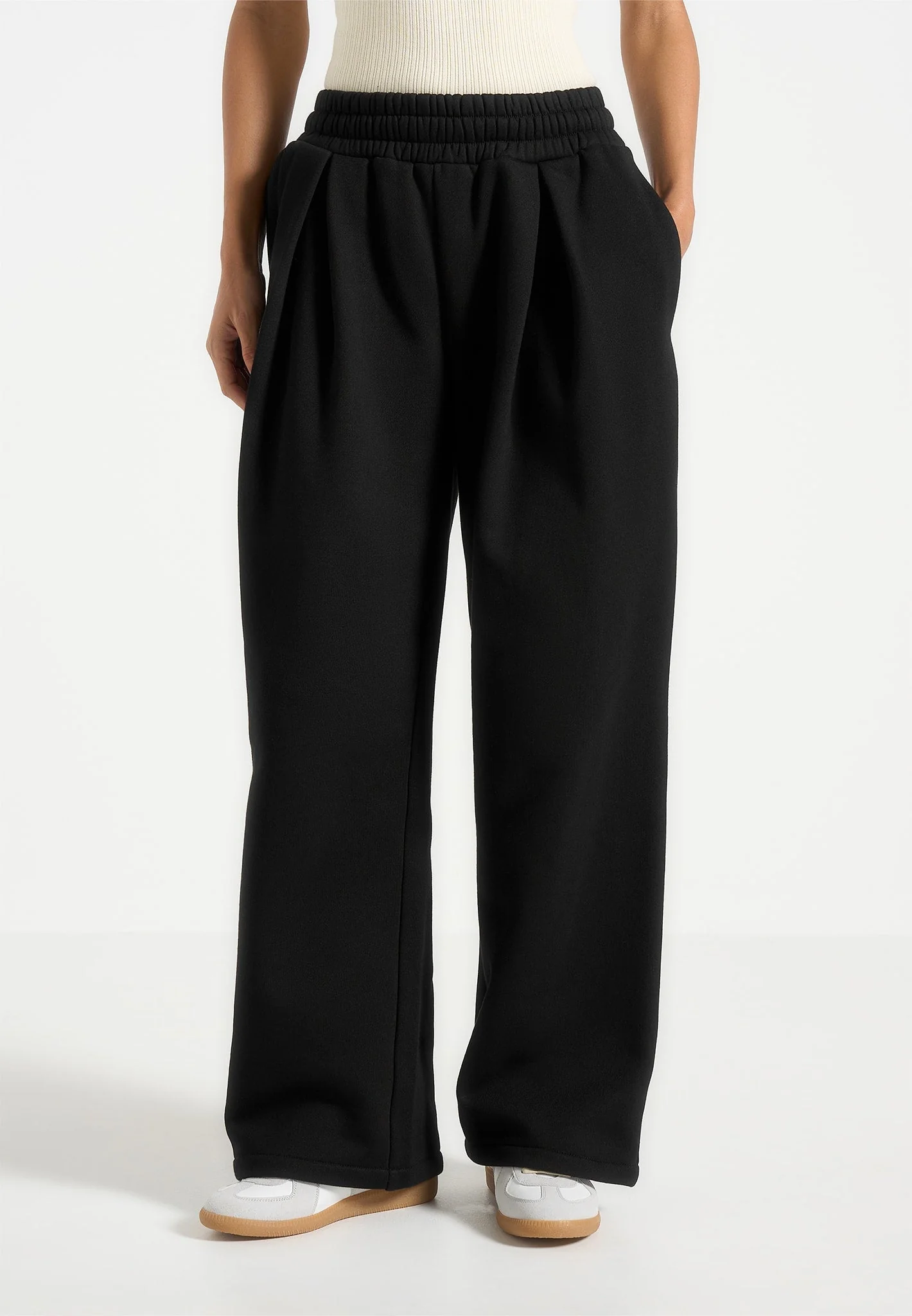 Fanny - Straight Leg Box Pleat Joggers - Black - Image 2