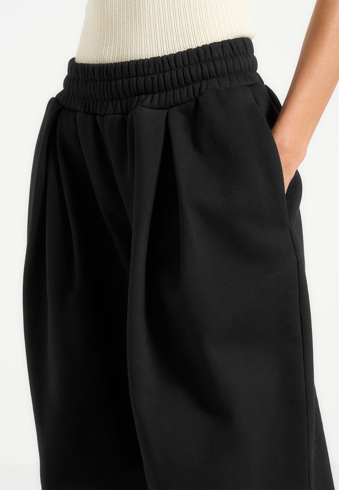 Fanny - Straight Leg Box Pleat Joggers - Black - Image 3