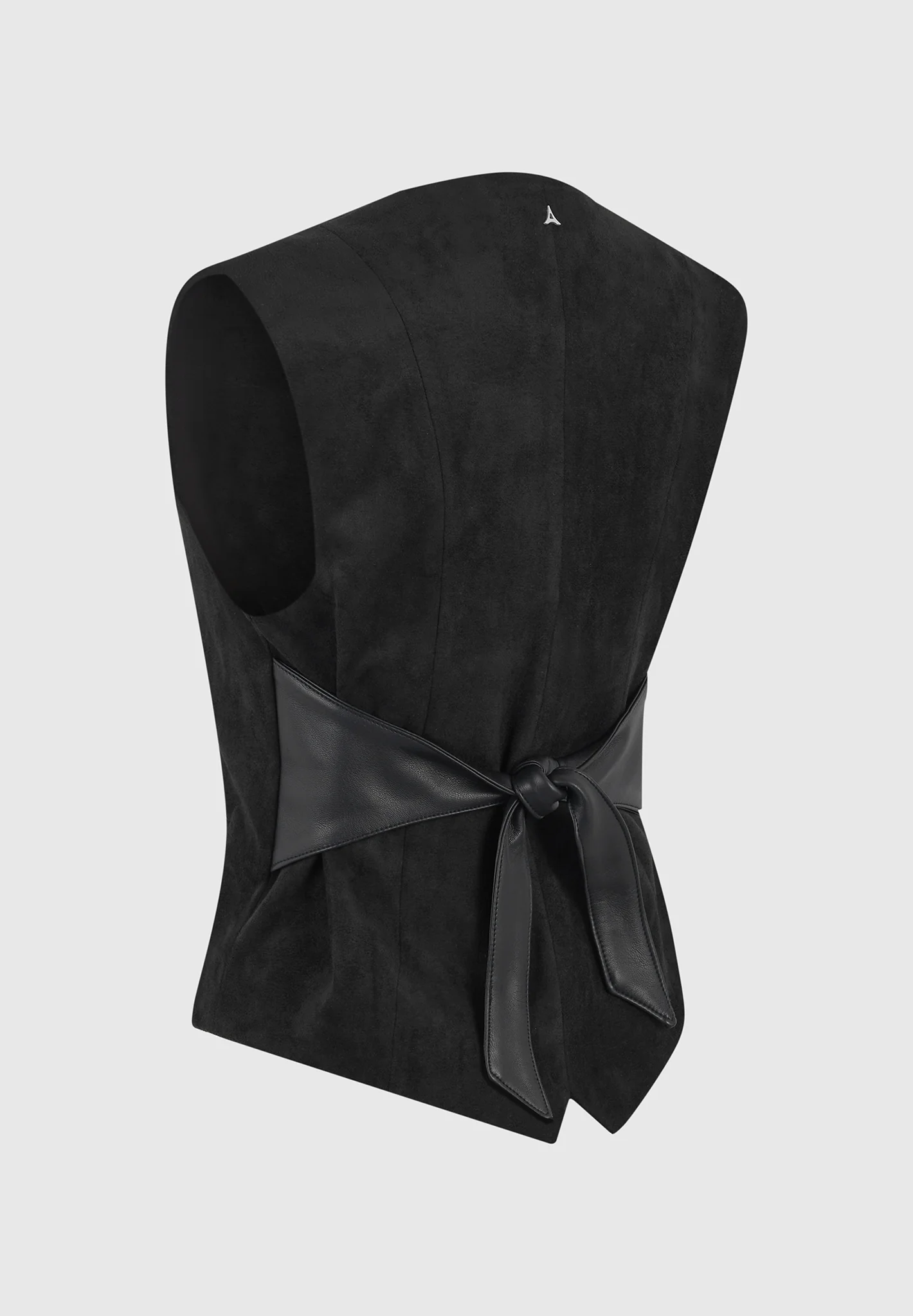 Christine - Suede Cinch Waistcoat - Black - Image 9