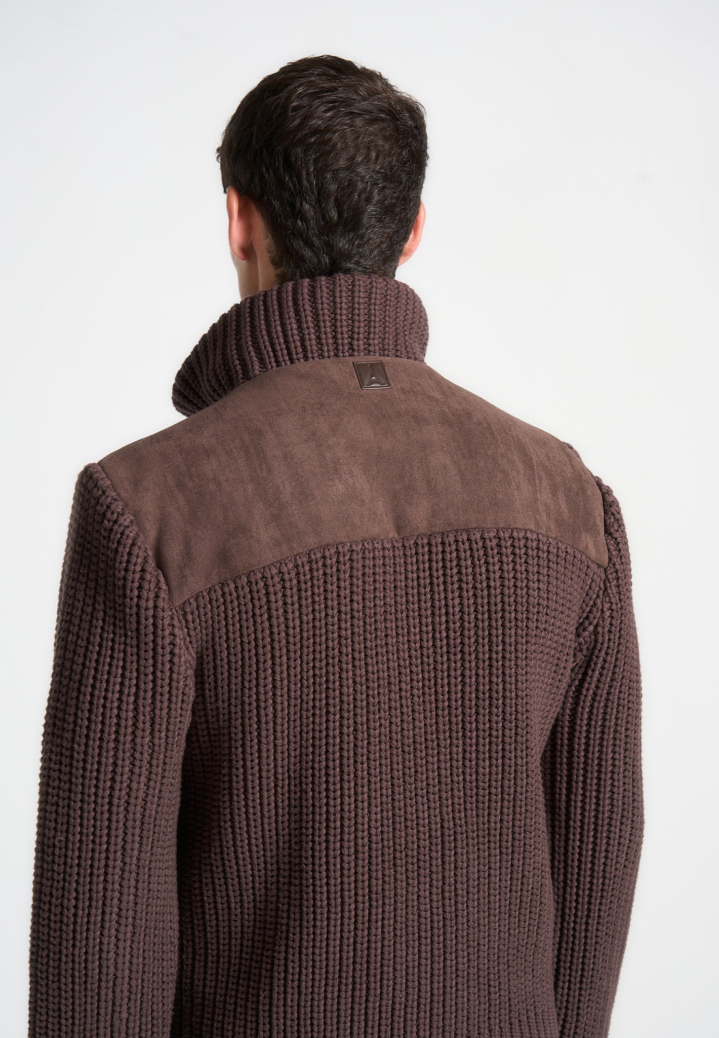 Suede & Knit Jacket - Brown - Image 3