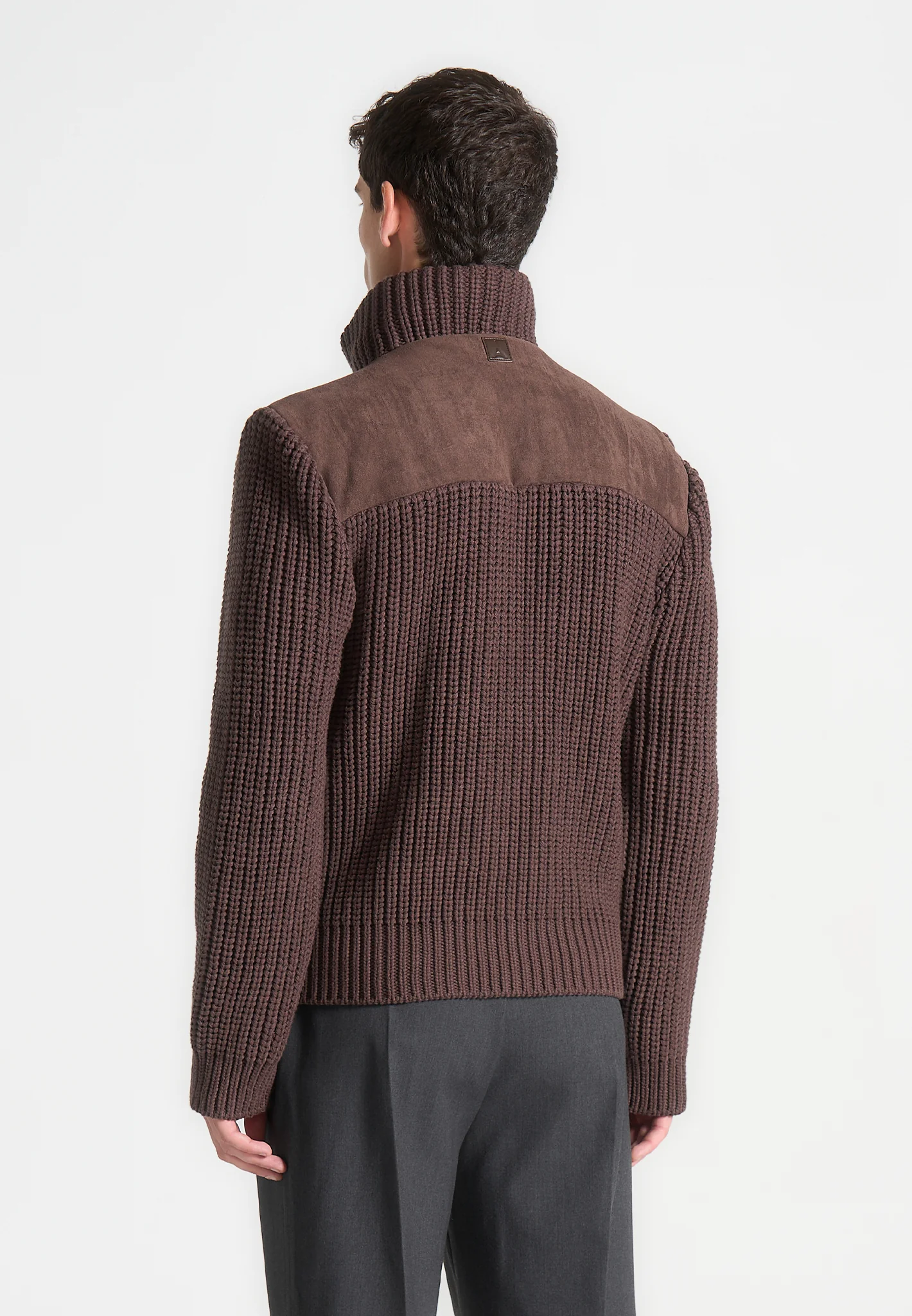 Suede & Knit Jacket - Brown - Image 5
