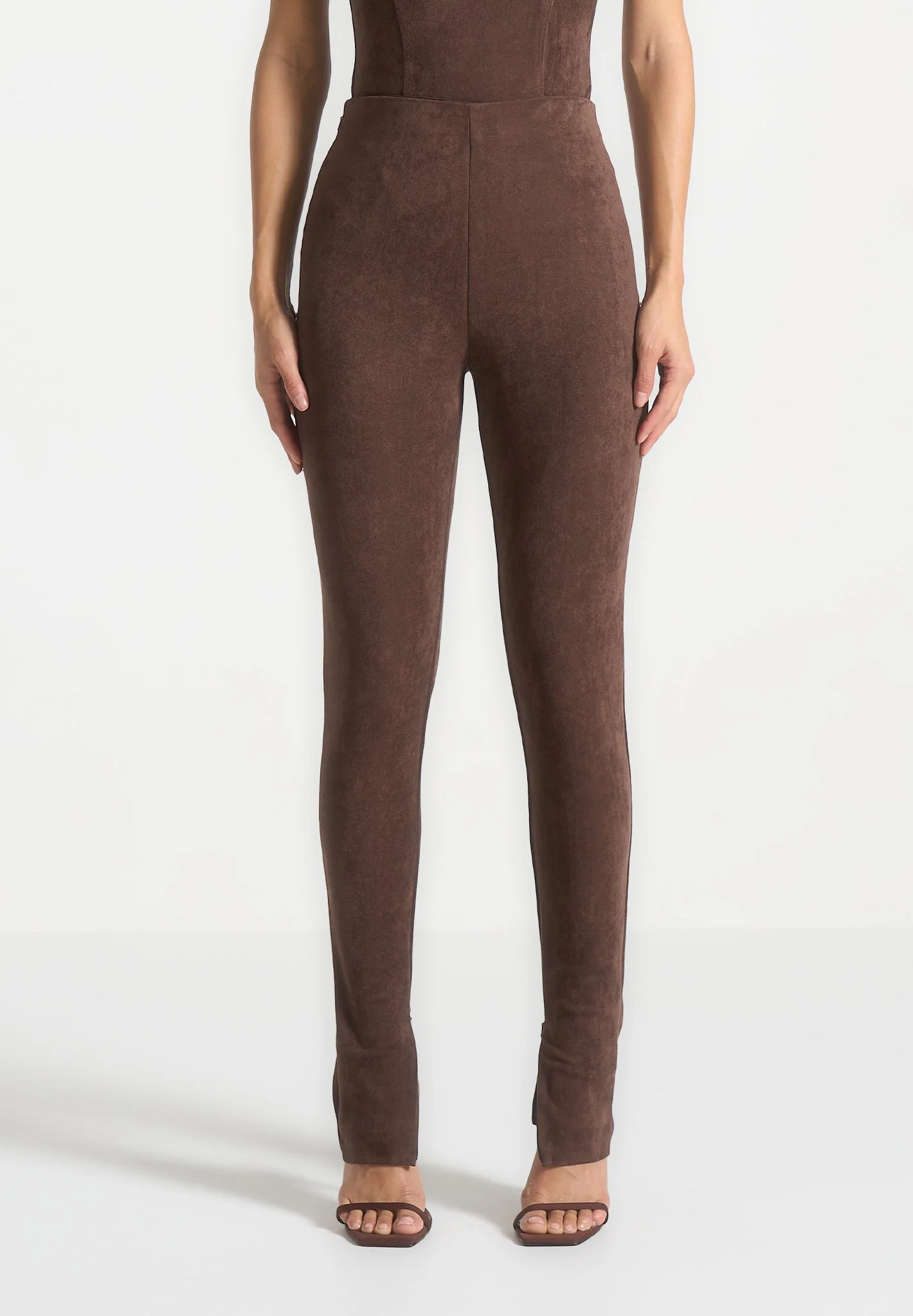 Suede Leggings - Brown - Image 3