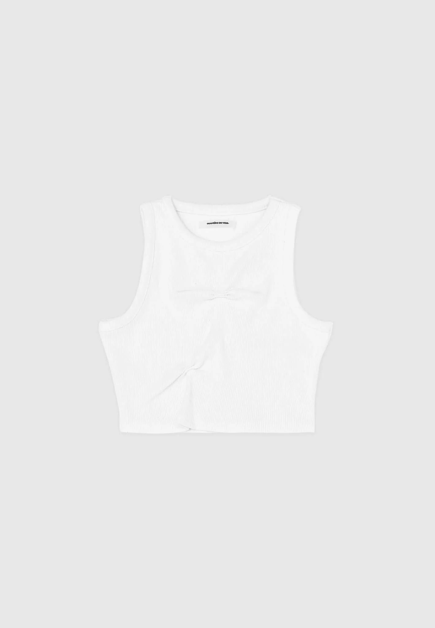 Tacked Ribbed Crop Top - White - Image 5