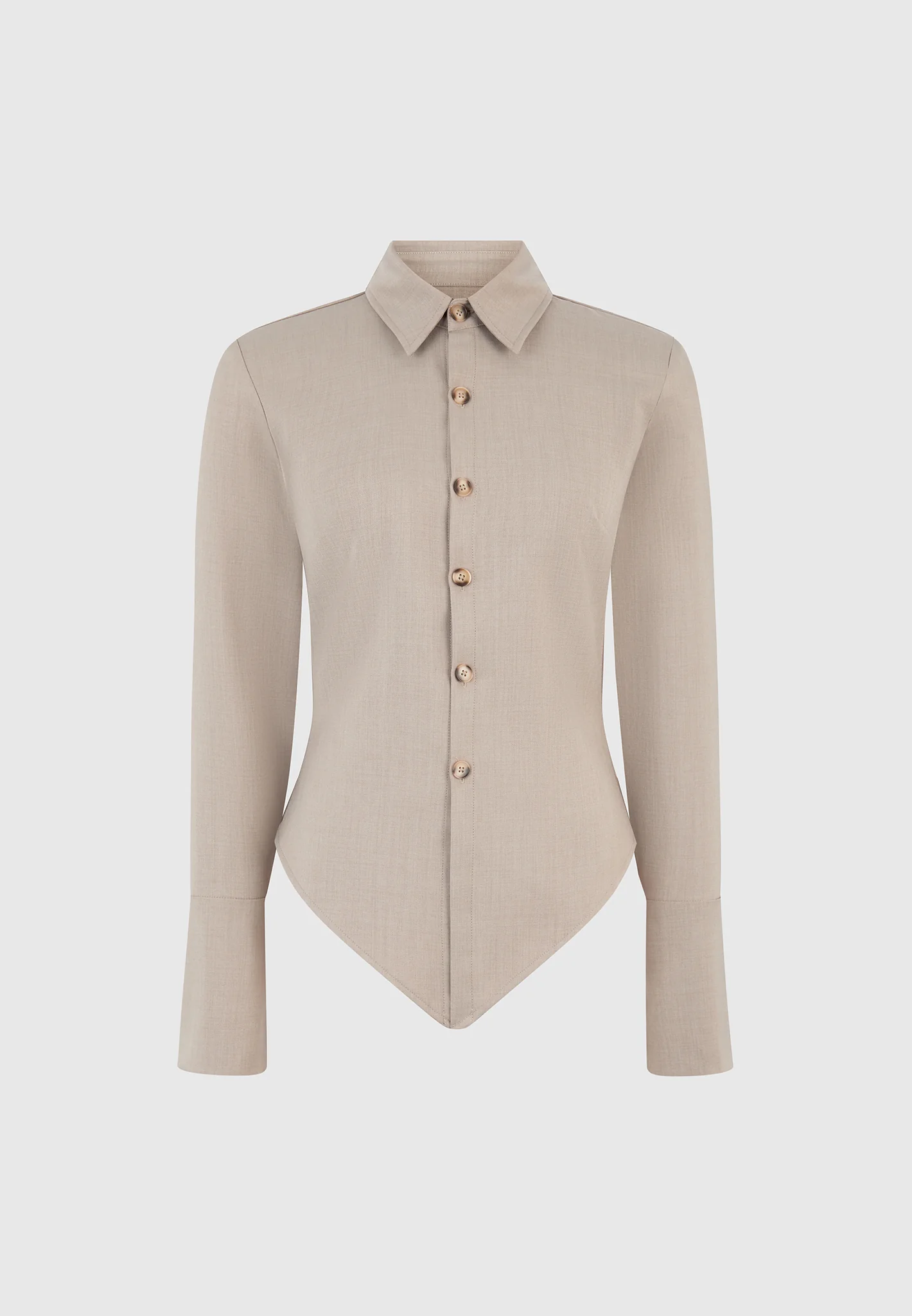 Sonia - Tailored Angled Shirt - Taupe - Image 5