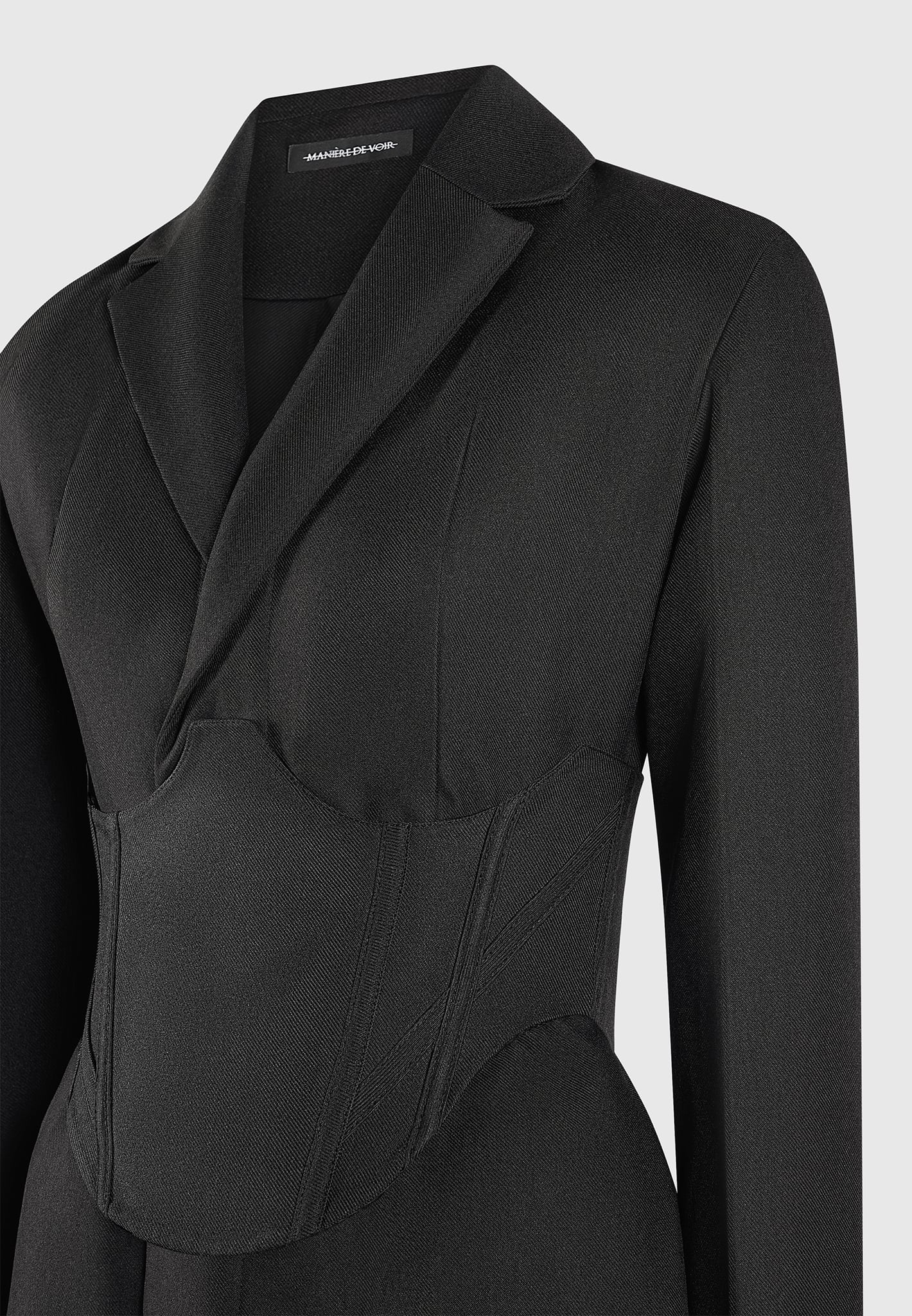 Tailored Blazer Dress with Reversible Corset - Black - Image 10