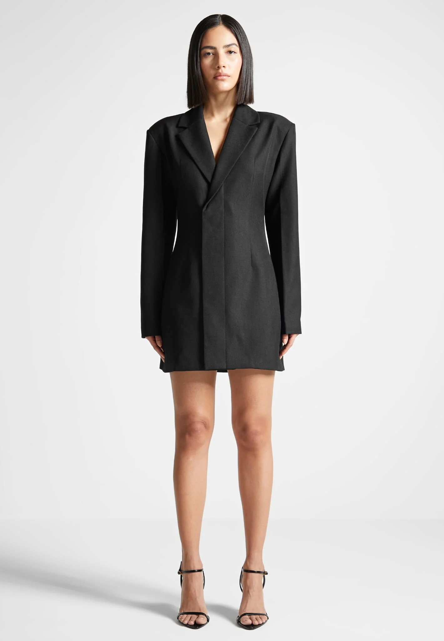 Tailored Blazer Dress with Reversible Corset - Black - Image 4