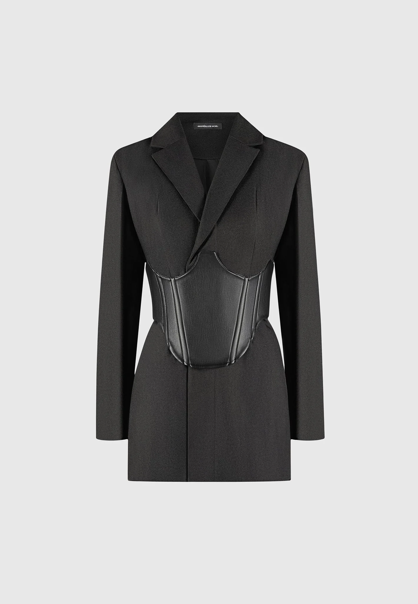 Tailored Blazer Dress with Reversible Corset - Black - Image 7