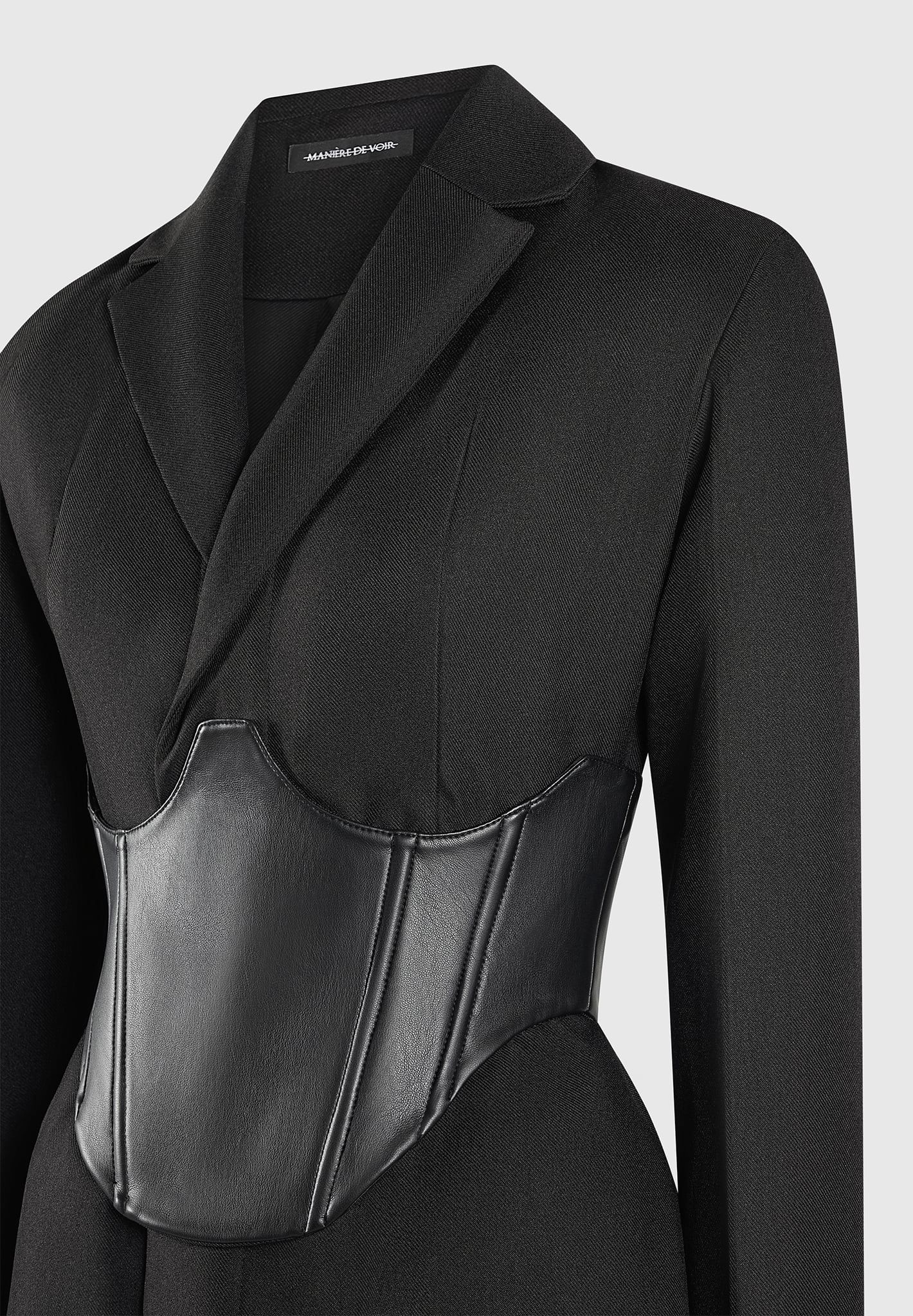 Tailored Blazer Dress with Reversible Corset - Black - Image 9