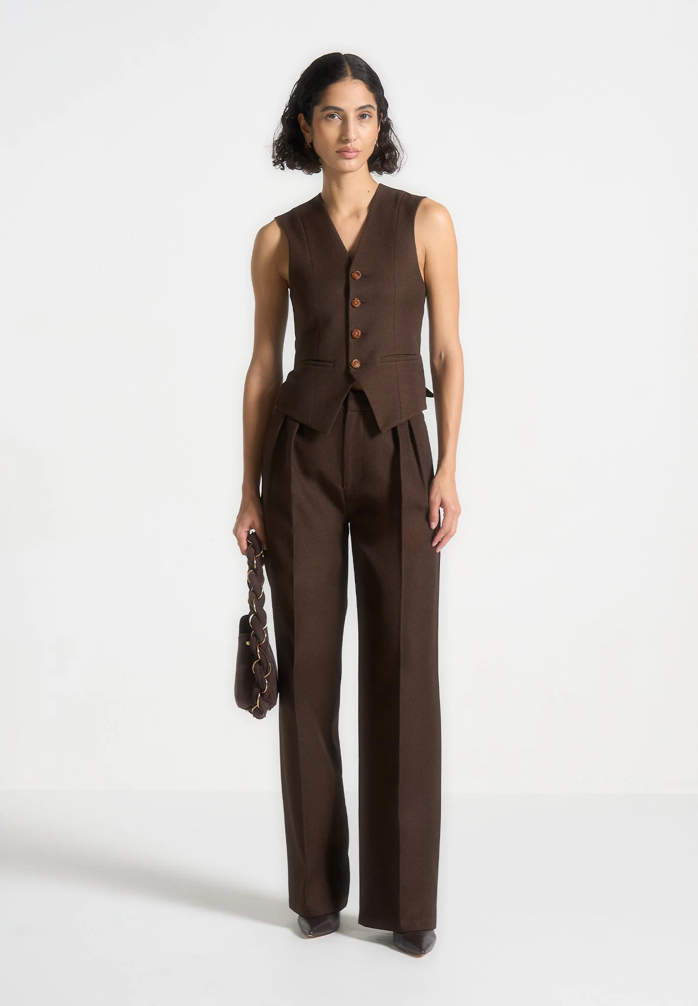 Christine - Tailored Cinch Waistcoat - Brown - Image 2