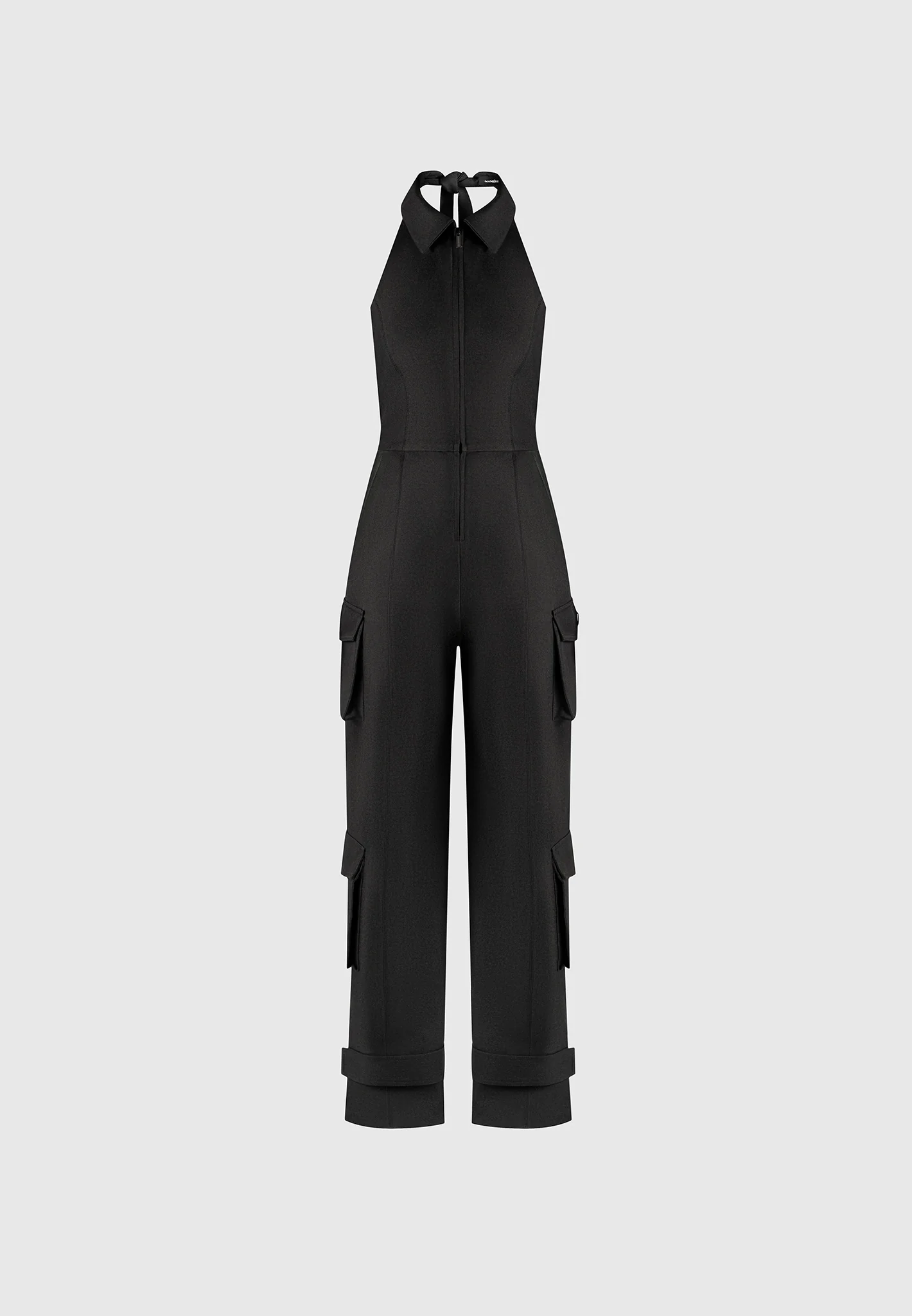 Tailored Halterneck Cargo Jumpsuit - Black - Image 7