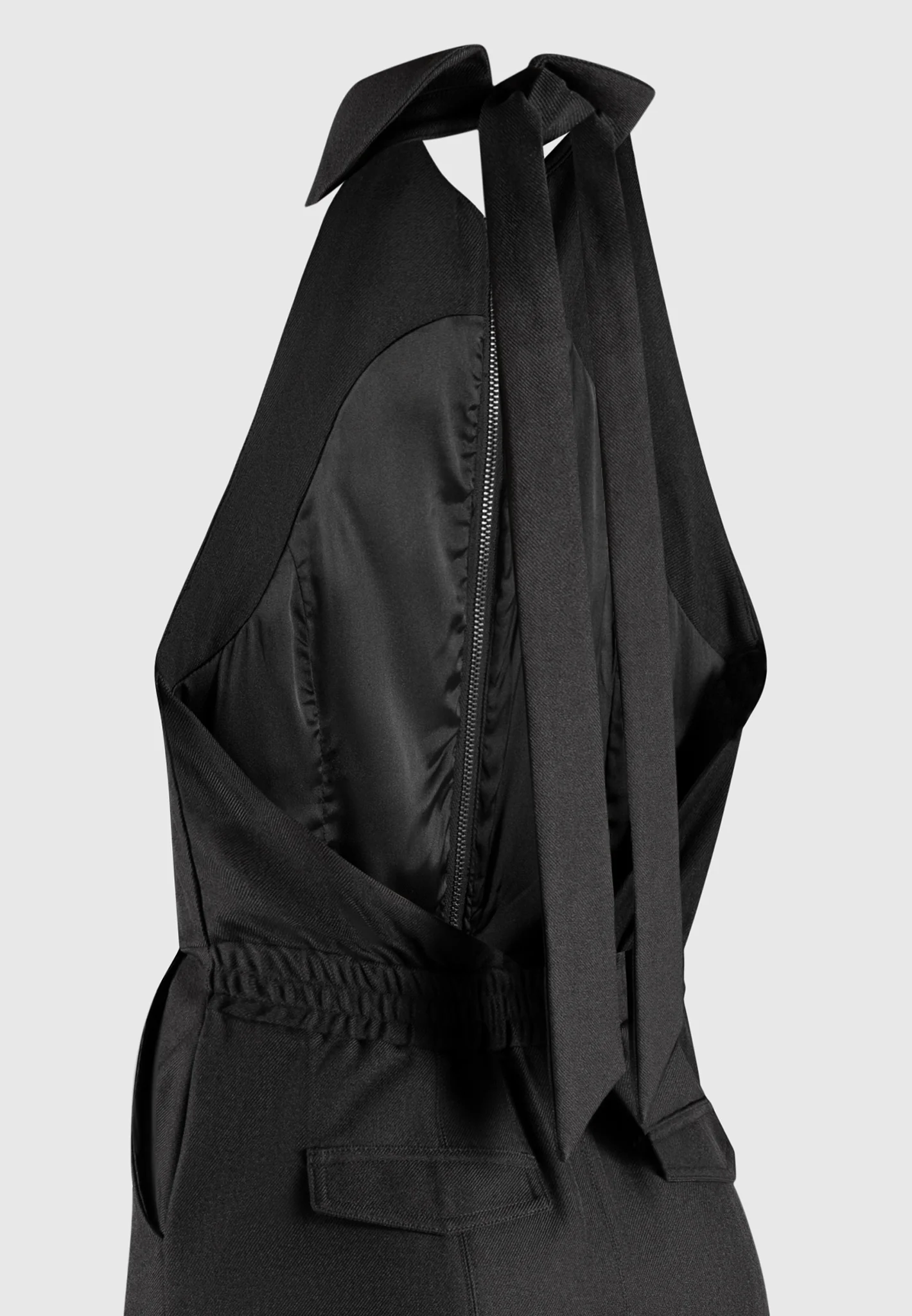 Tailored Halterneck Cargo Jumpsuit - Black - Image 8