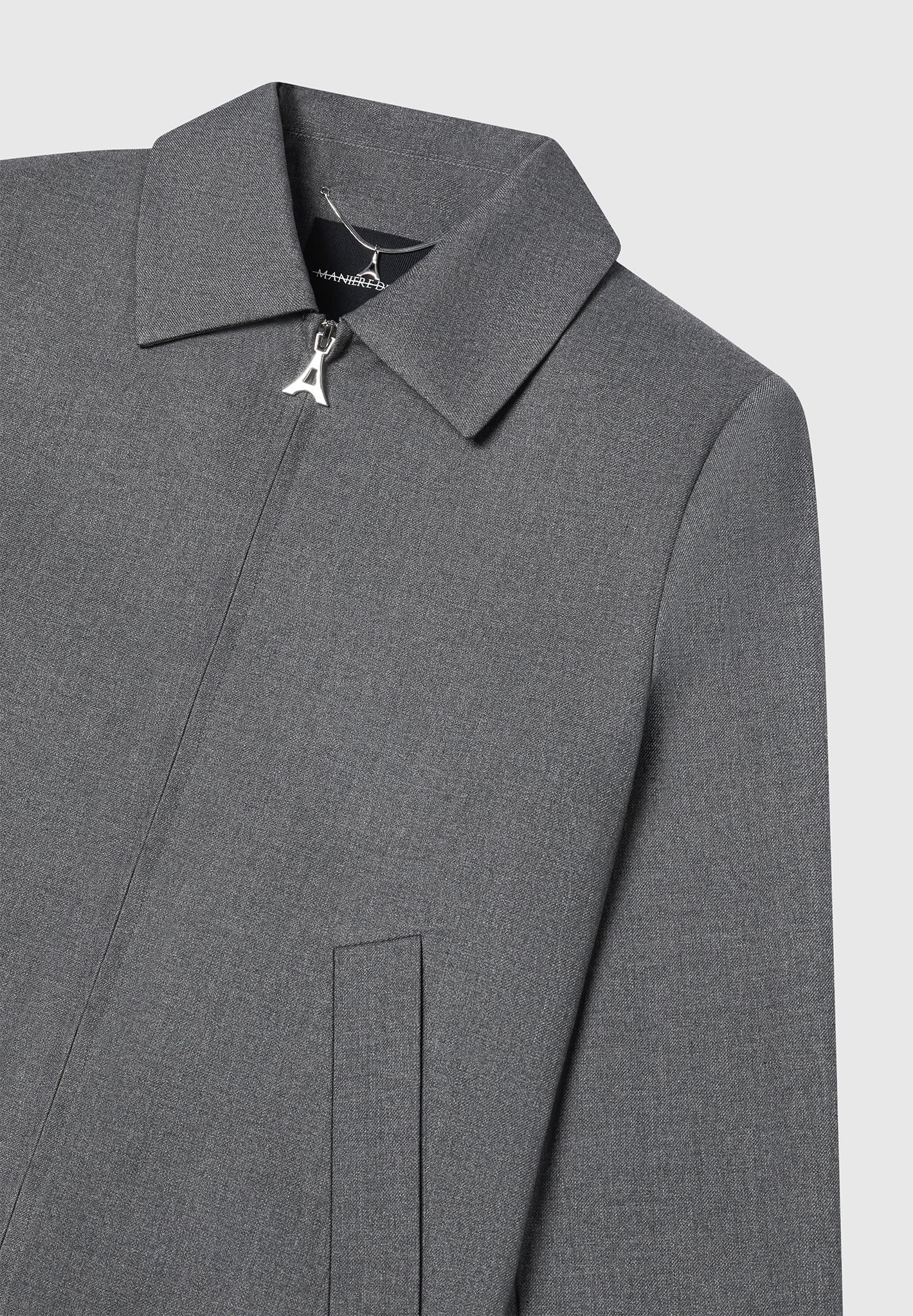 Roger - Tailored Harrington Jacket - Grey - Image 5
