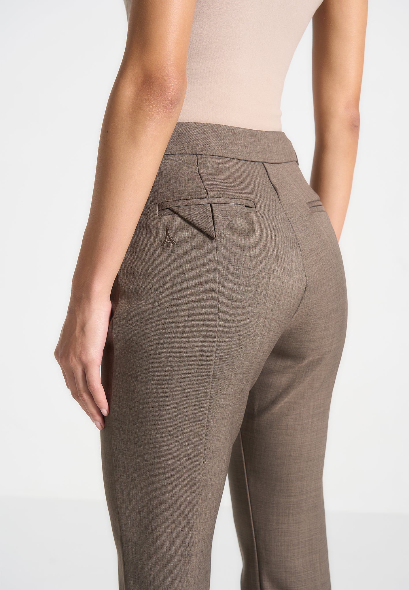 Tailored Mid Rise Trousers - Dark Taupe - Image 3
