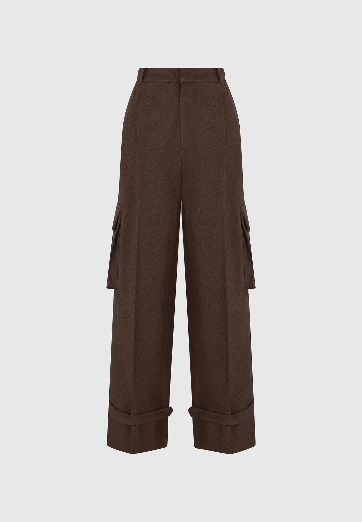Danielle - Tailored Pleated Cargo Trousers - Brown - Image 7