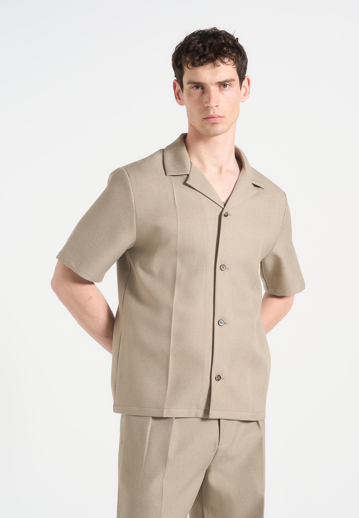 Felix - Tailored Shirt With Crease - Beige - Image 2