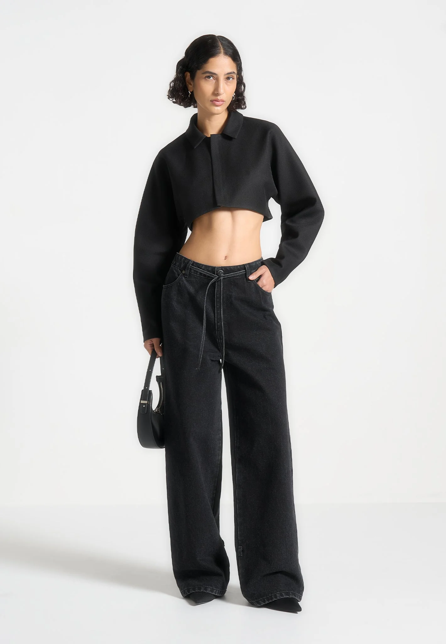 Elya - Tailored Super Cropped Jacket - Black - Image 4