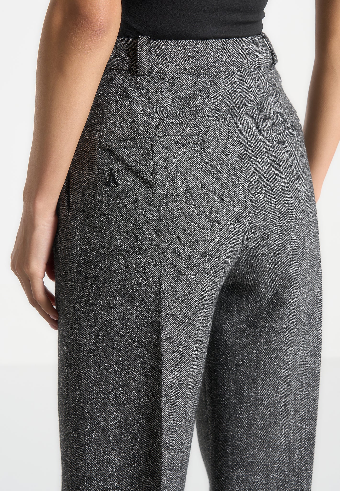 Julie - Tailored Twin Pleat Wool Trousers - Grey - Image 3