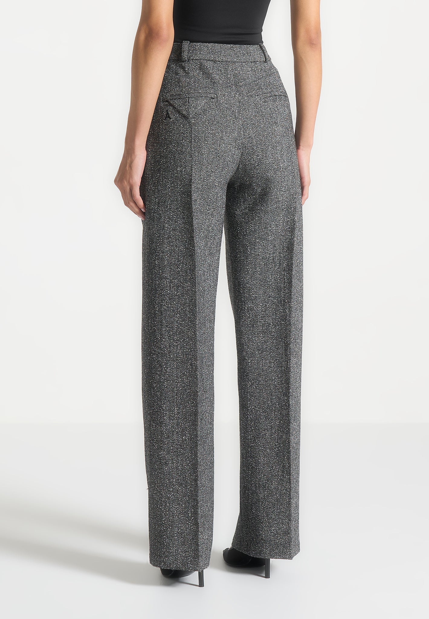 Julie - Tailored Twin Pleat Wool Trousers - Grey - Image 5