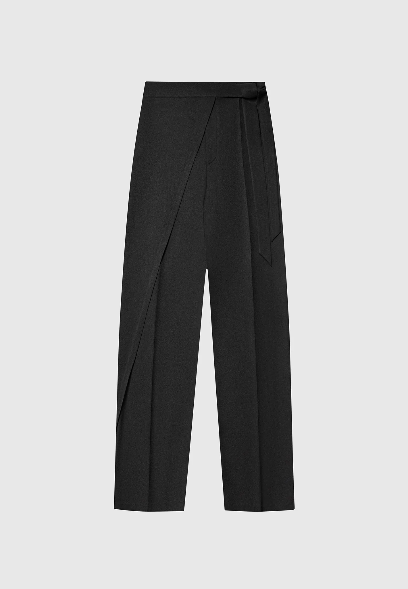 Tailored Wrap Trousers with Tie - Black - Image 6