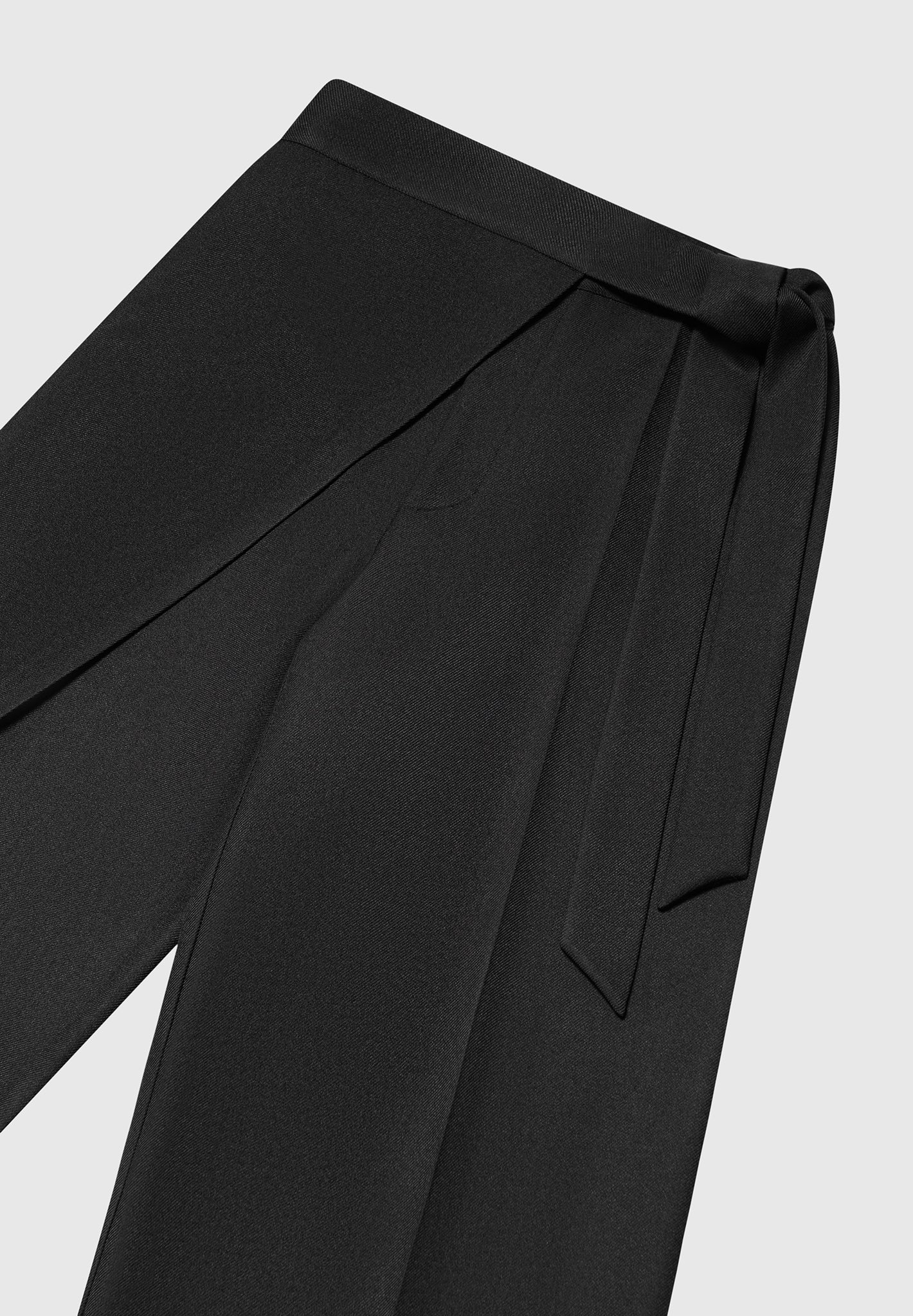 Tailored Wrap Trousers with Tie - Black - Image 8