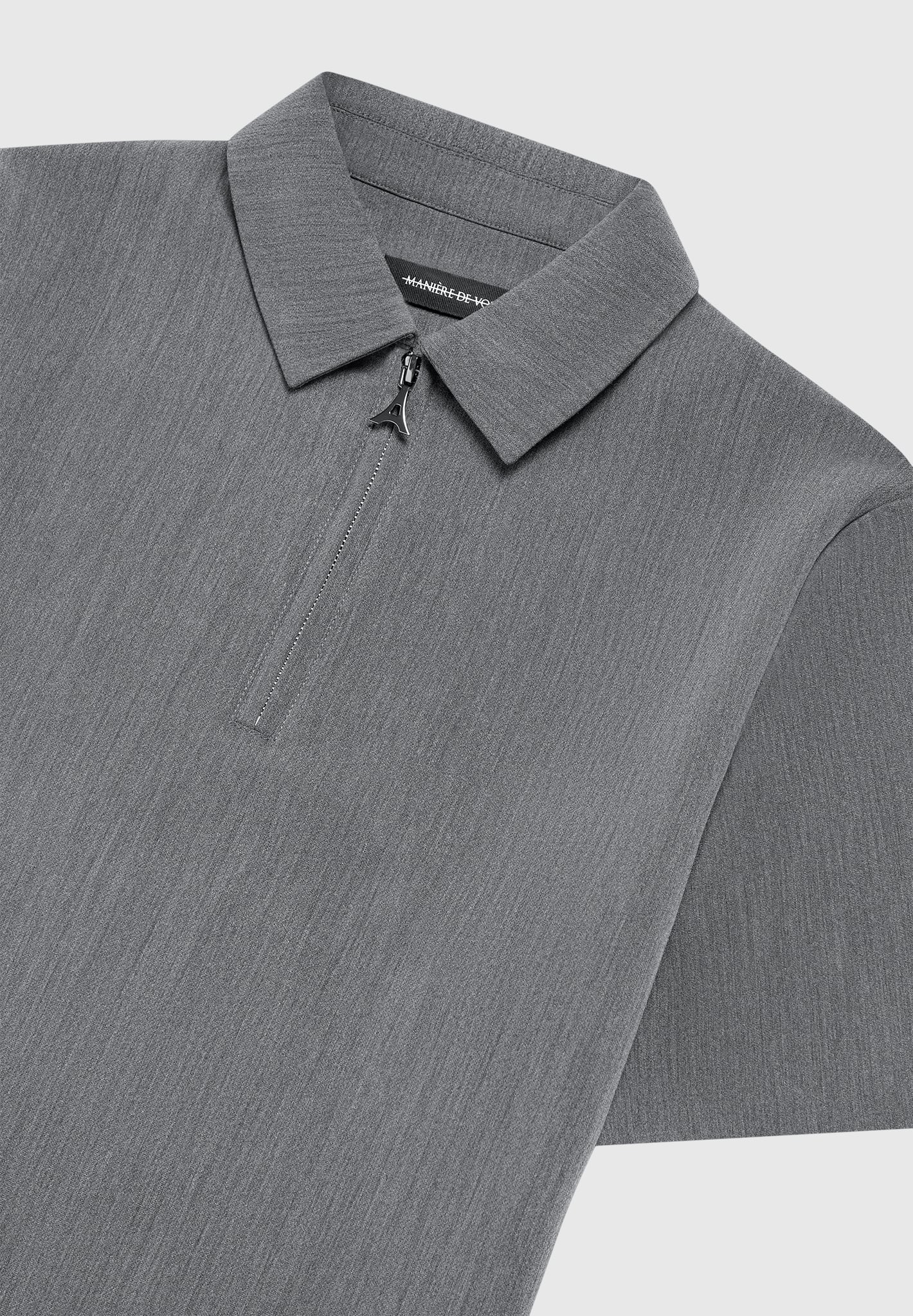 Tailored Zip Polo Top - Dark Grey - Image 5