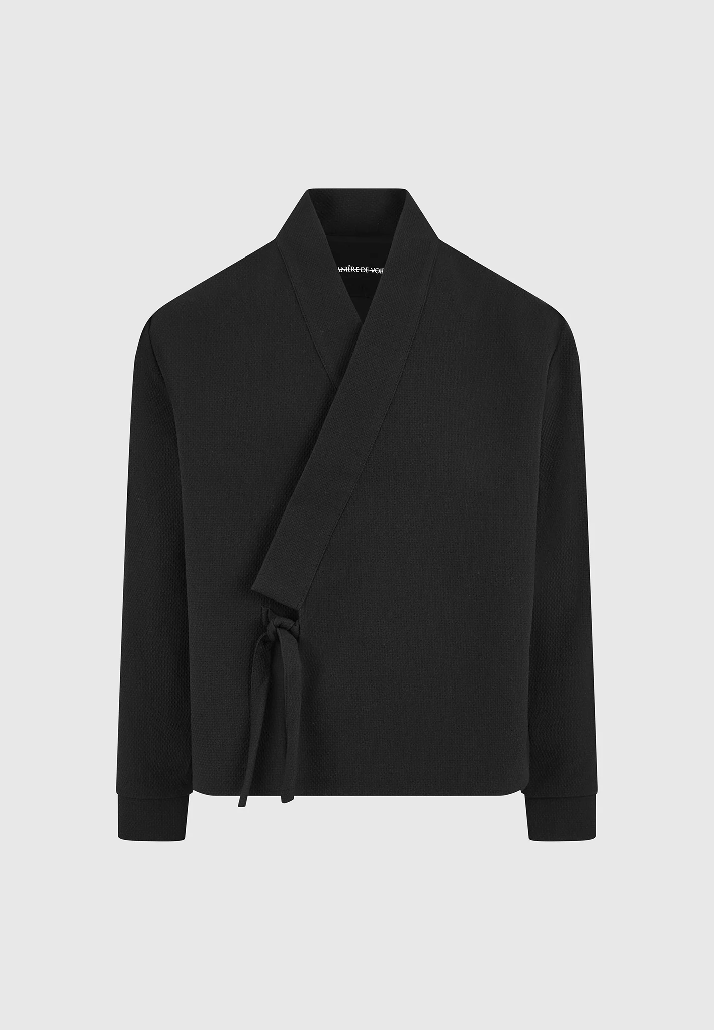 Robin - Textured Kimono Wrap Jacket - Black - Image 5