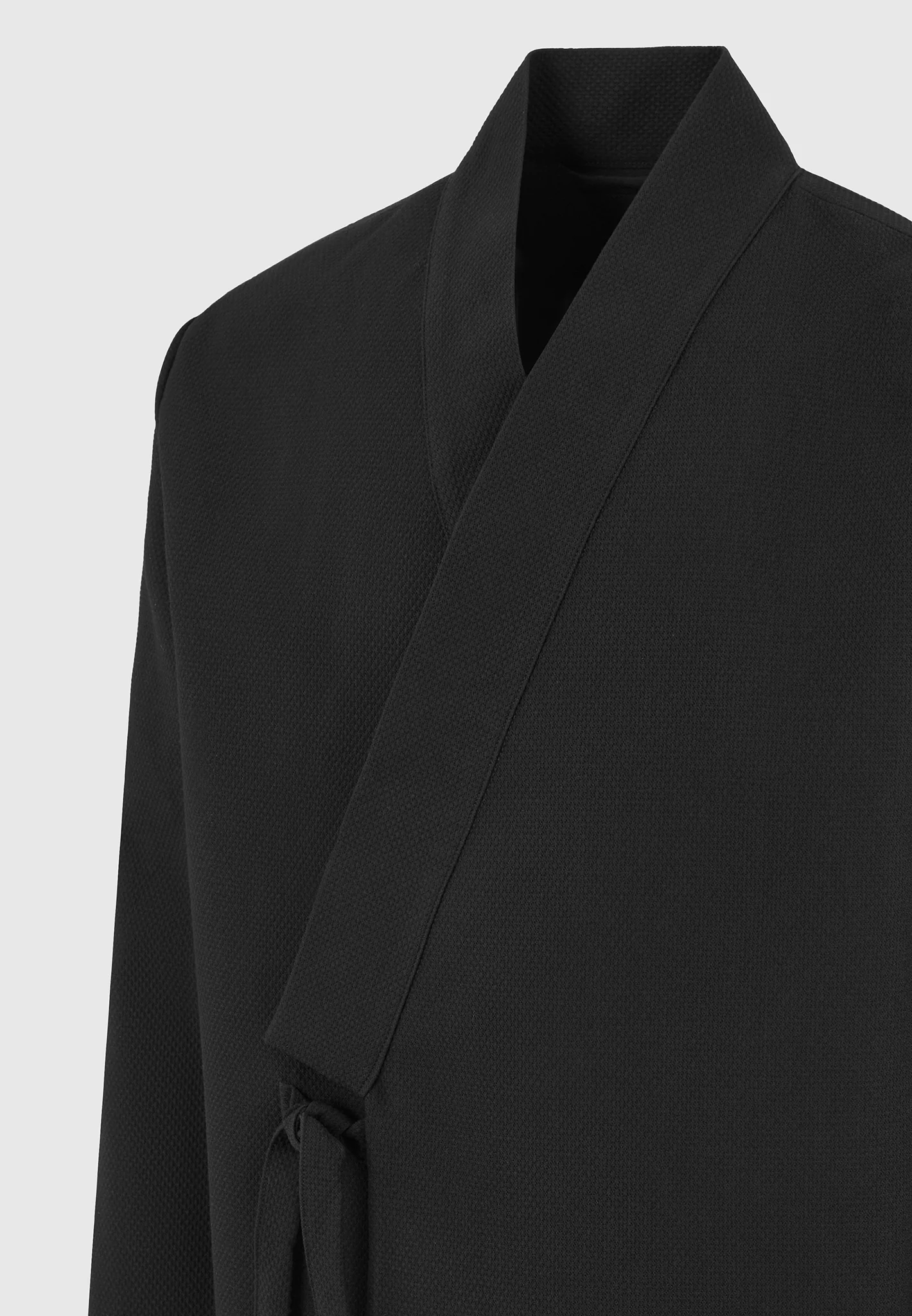 Robin - Textured Kimono Wrap Jacket - Black - Image 6