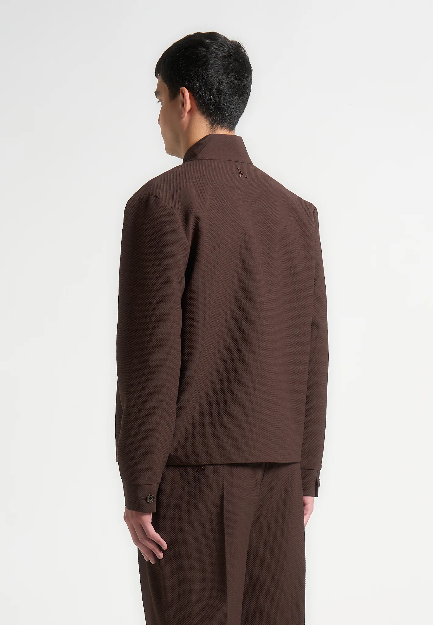 Robin - Textured Kimono Wrap Jacket - Brown - Image 3