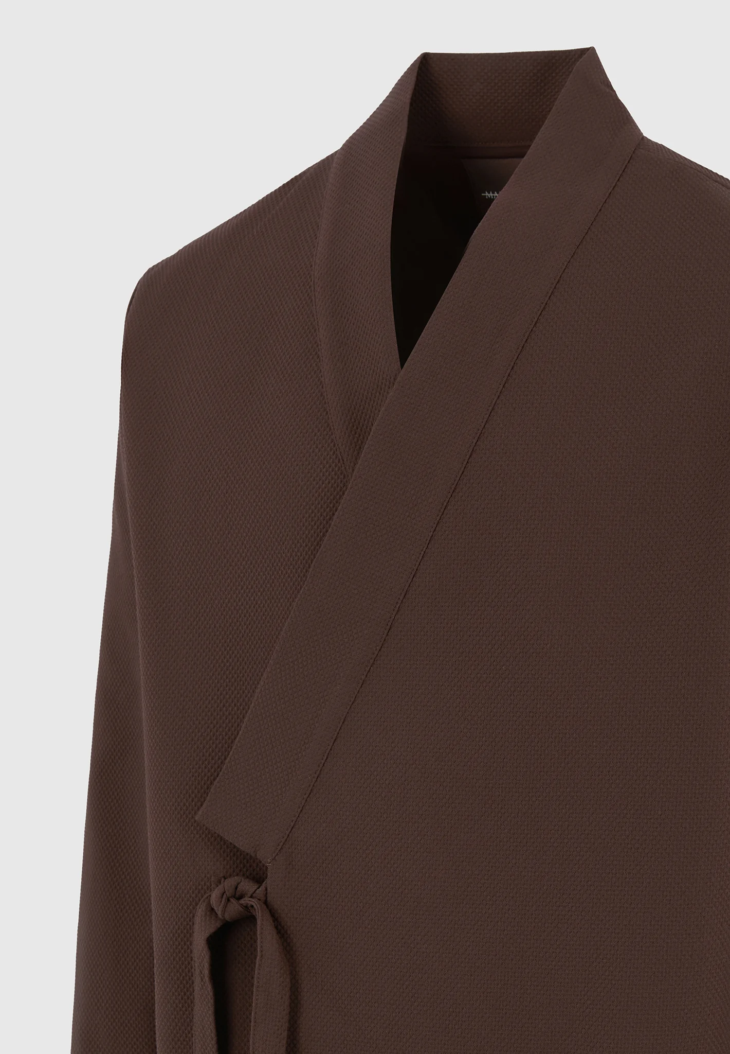 Robin - Textured Kimono Wrap Jacket - Brown - Image 7