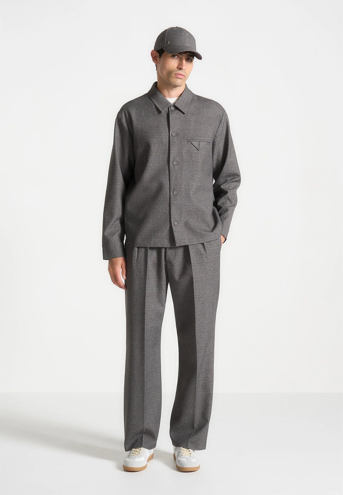 Leo - Textured Tailored Overshirt - Dark Grey
